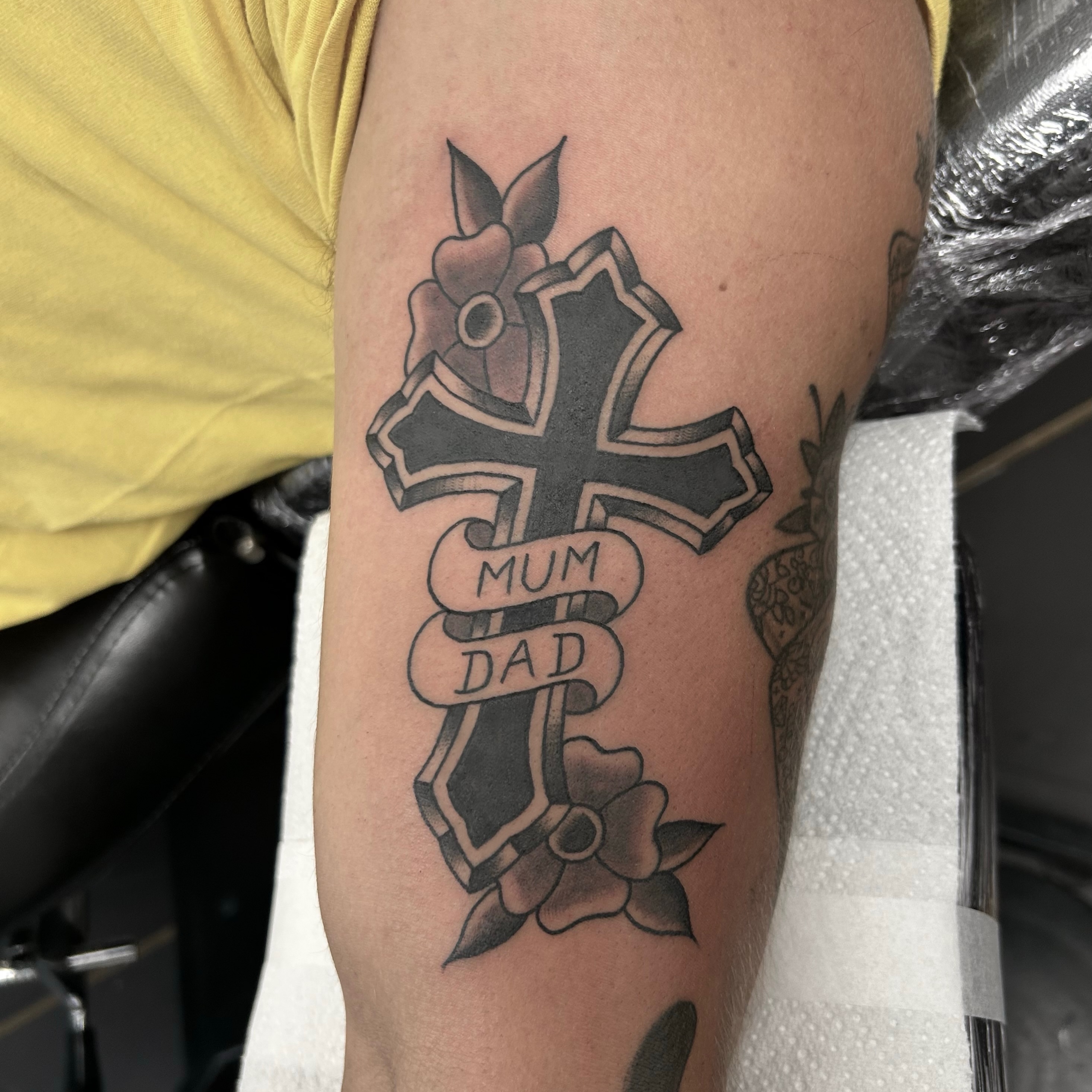 Tattoo by @barneycolestattoo — black_and_grey