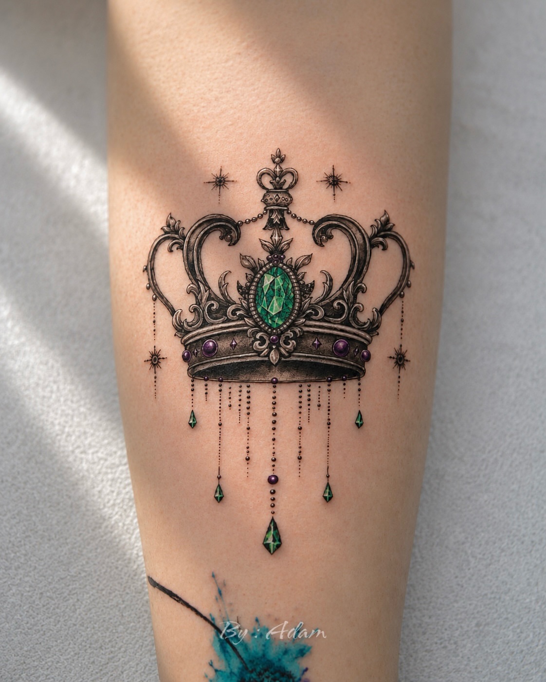 Royal crown ornamental tattoo on the forearm by Adam_Zhiwei Xu(Tattooist)