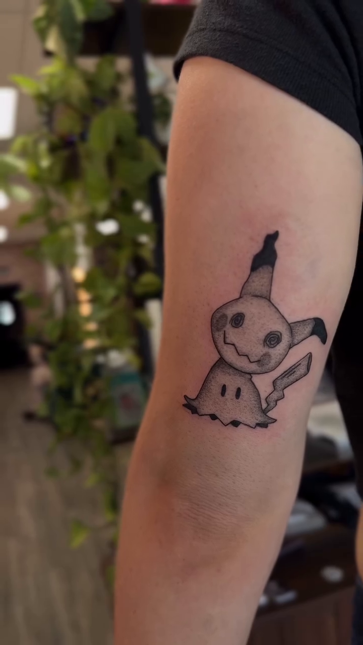 Tattoo by @katemarieink — black_and_grey, anime