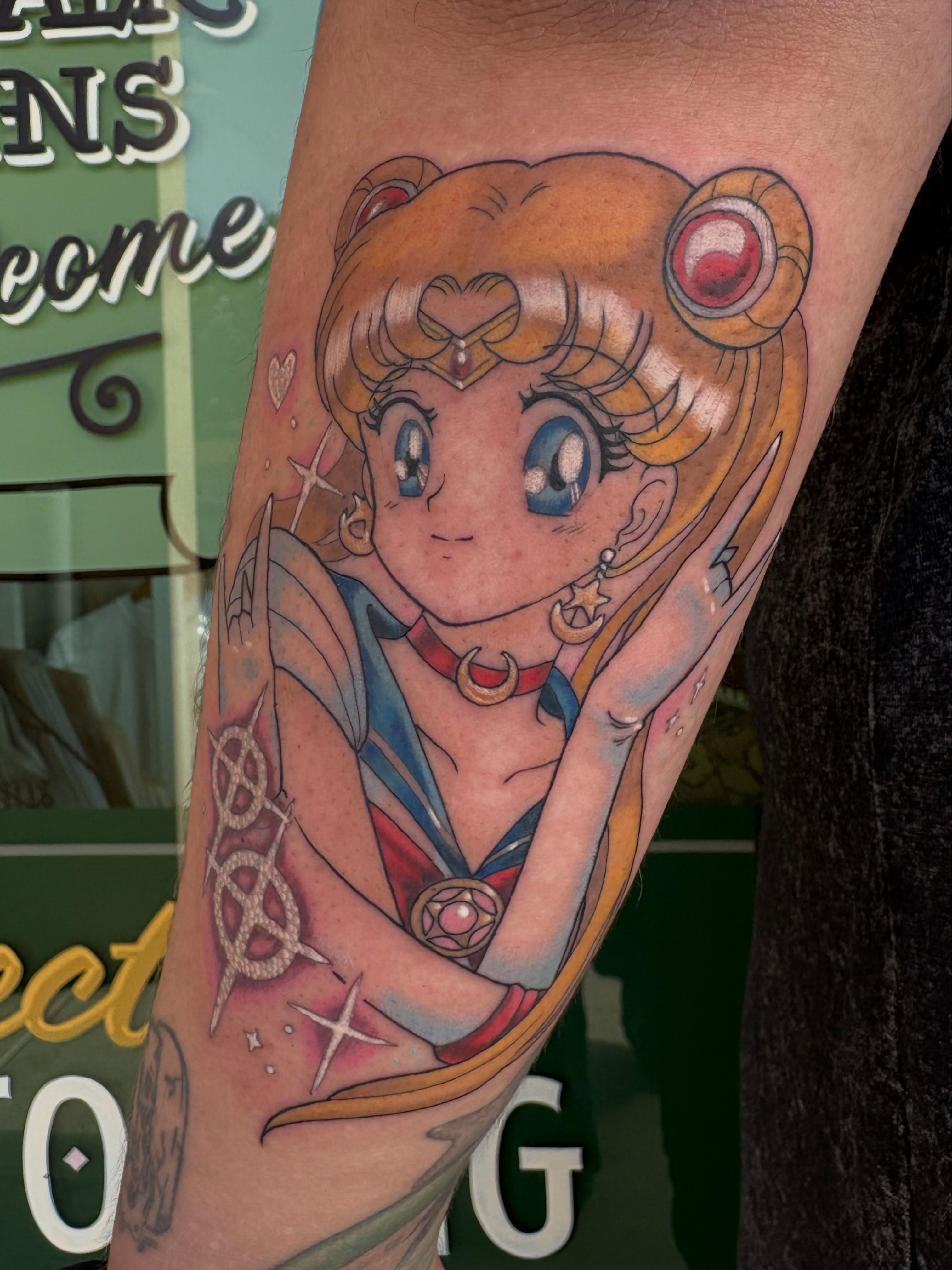 Sailor moon anime tattoo on the forearm by Miami Tattoo Artist π Mel Carrasco
