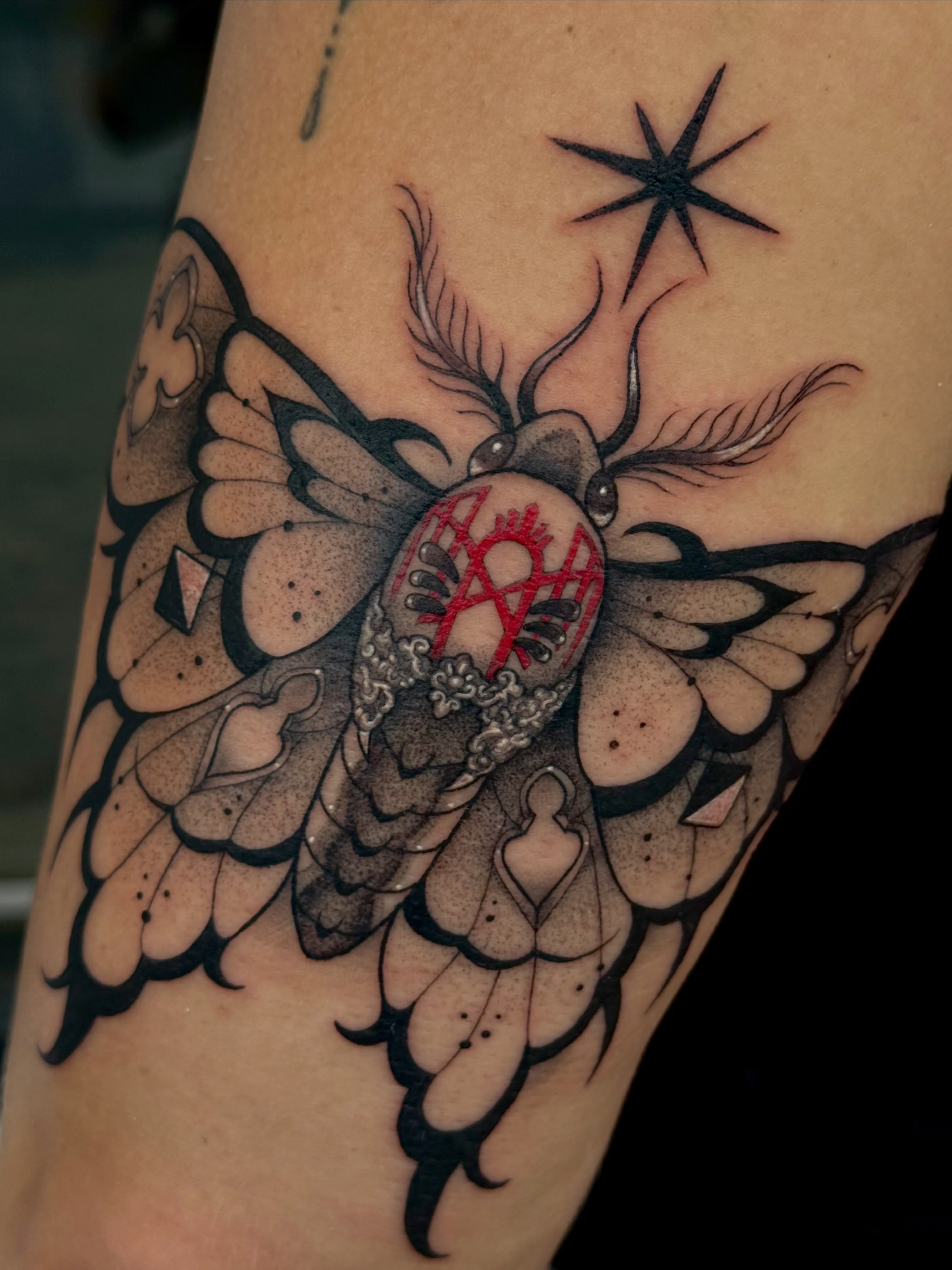 Tattoo by @flying_tiger_social_club — american_traditional, dotwork