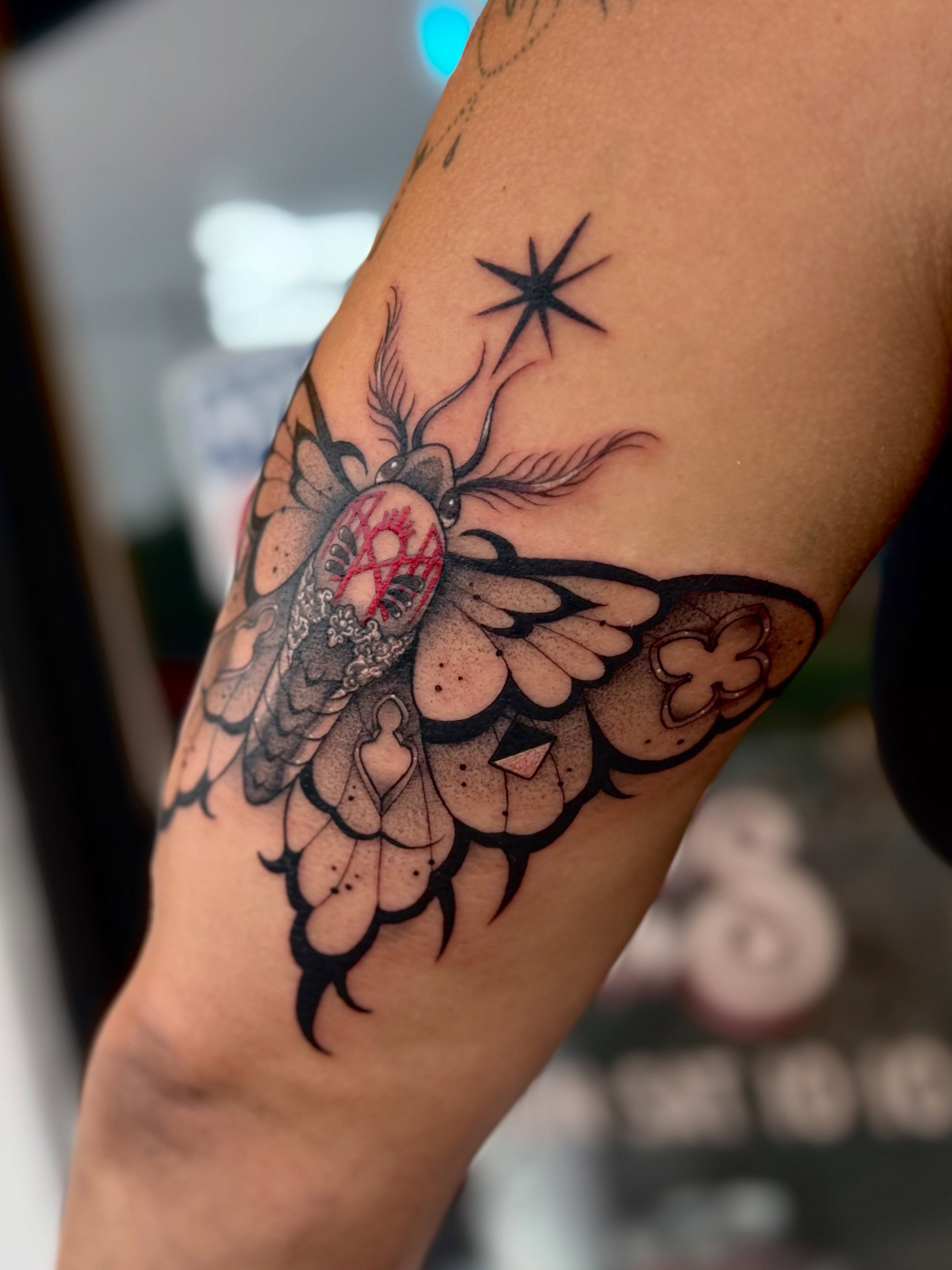 Tattoo by @flying_tiger_social_club — black_and_grey, geometric
