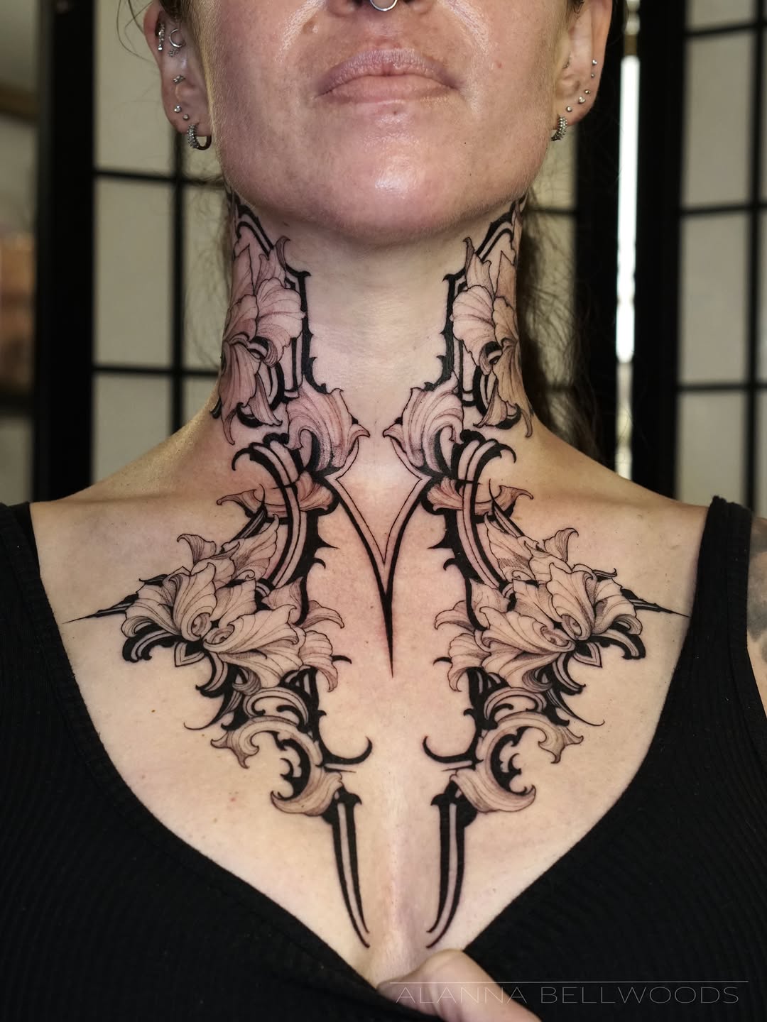 Tattoo by @alannabellwoods — black_and_grey, ornamental