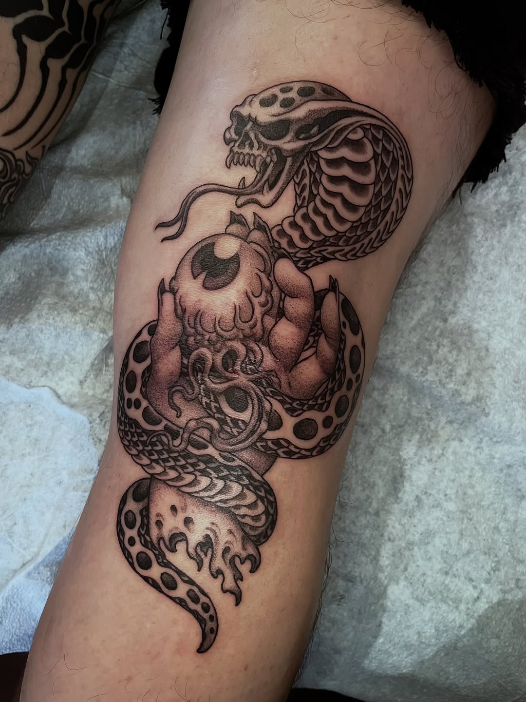 Tattoo by @czatattoos — black_and_grey, dark_realism