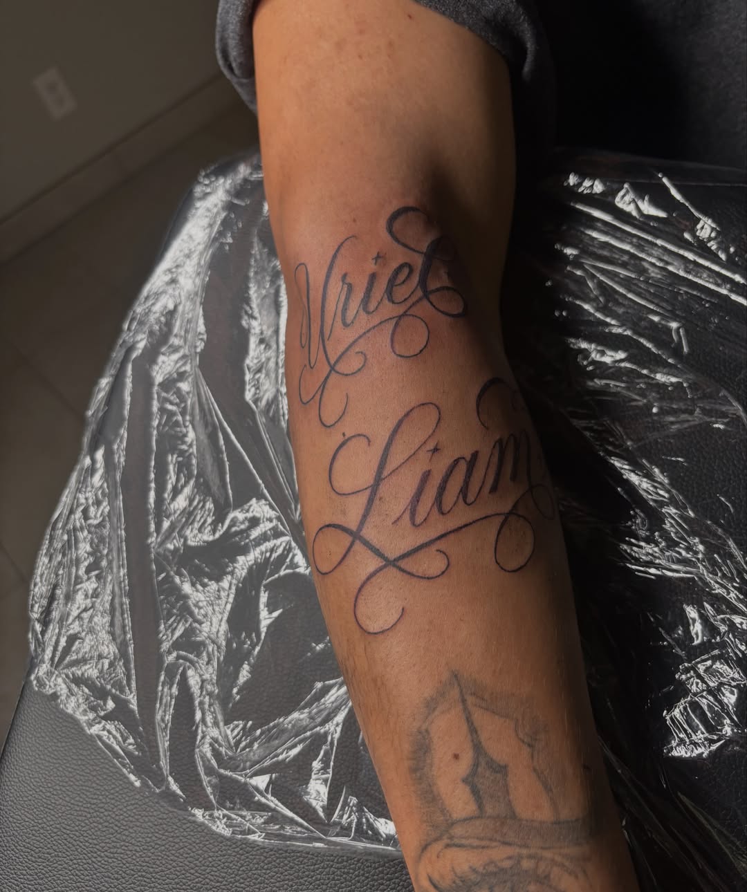 Script lettering lettering script tattoo on the forearm by Las Vegas Tattoo Artist ๐ฒโ๏ธ