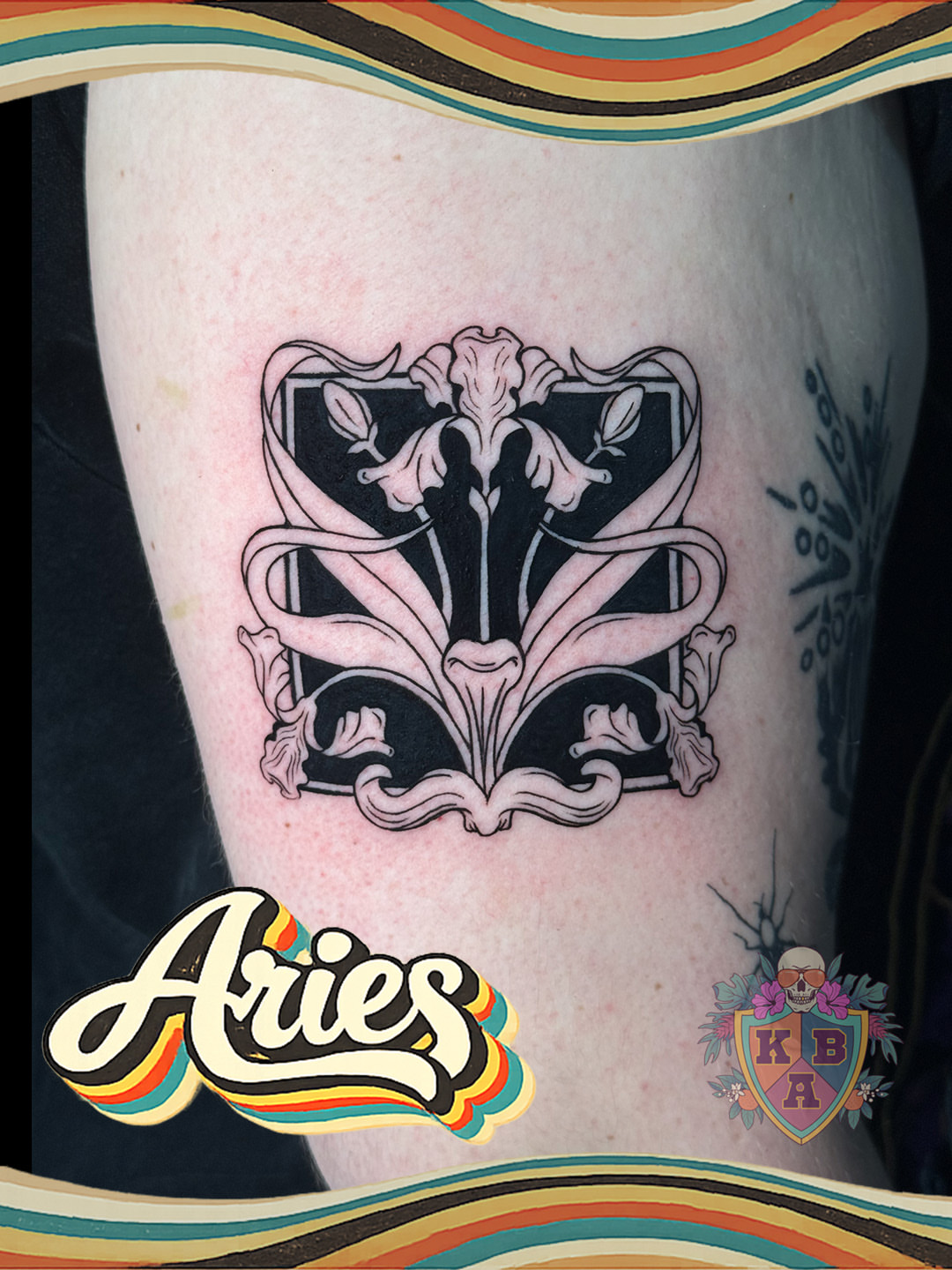 Lily ornamental tattoo on the forearm by Krystinä