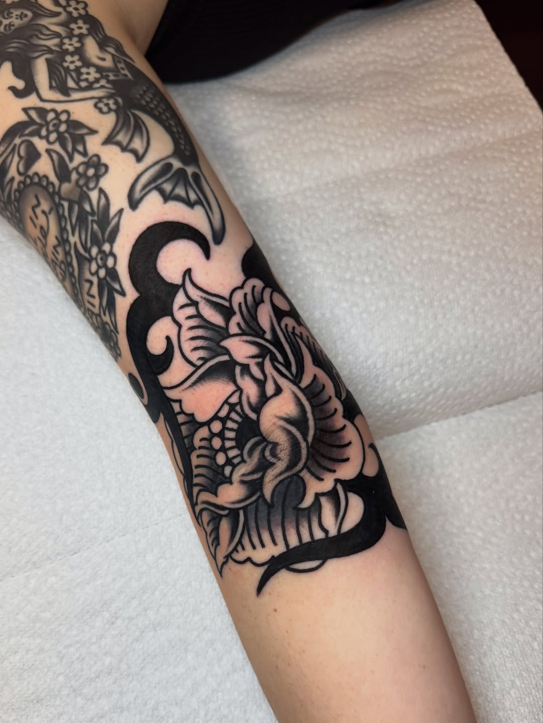 Tattoo by @floodrat — american_traditional, black_and_grey