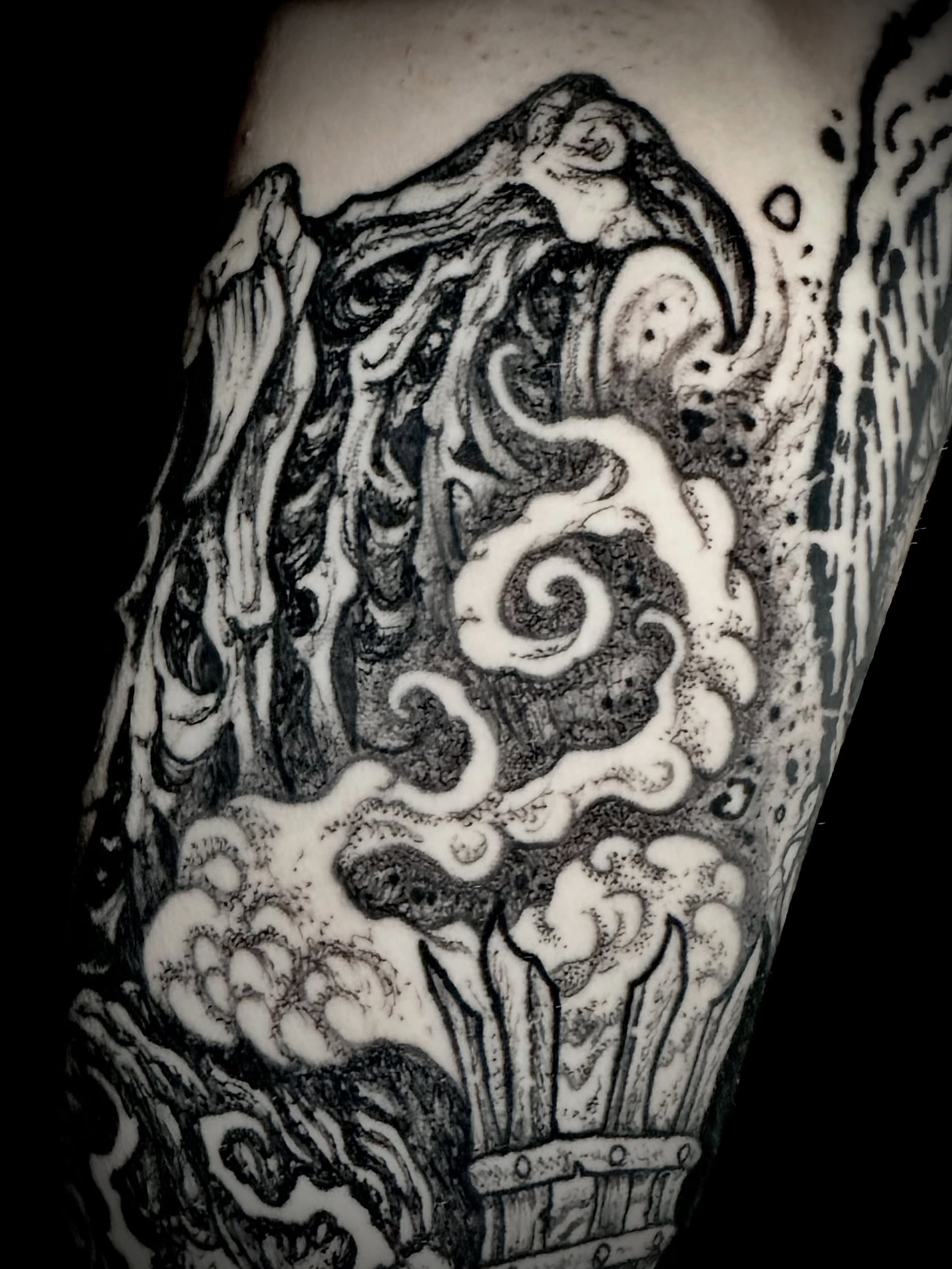 Tattoo by @crow_durany_art — dotwork, black_and_grey