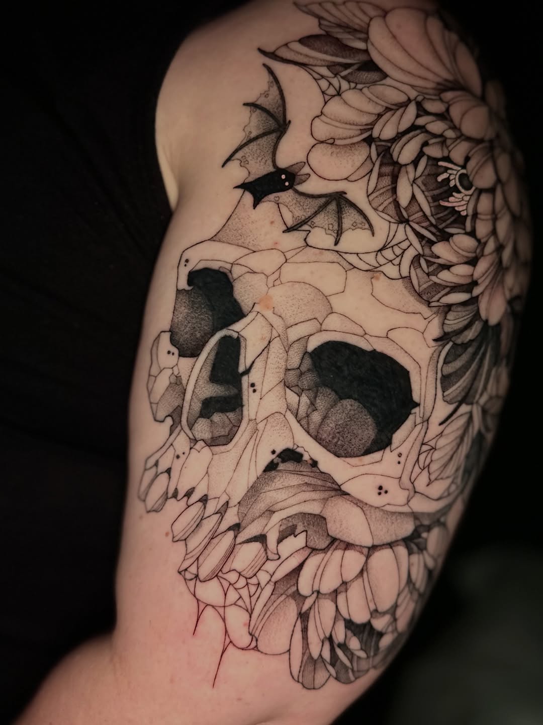 Tattoo by @ghost_art_tattoos — dotwork, black_and_grey