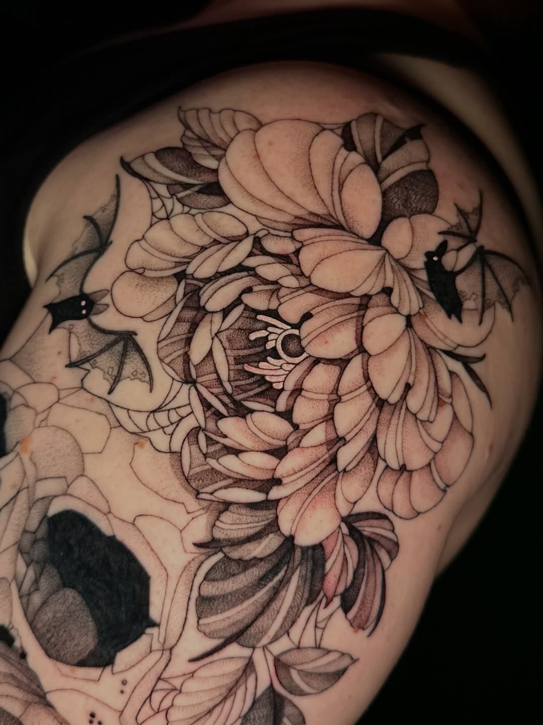 Tattoo by @ghost_art_tattoos — black_and_grey, dotwork