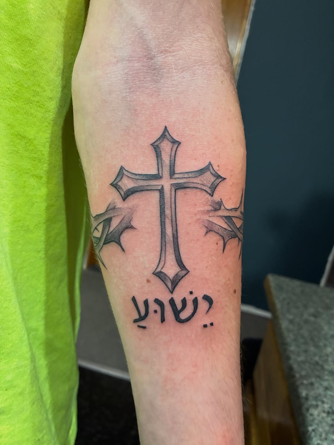 Tattoo by @energydrinkonthefloor — black_and_grey, lettering_script