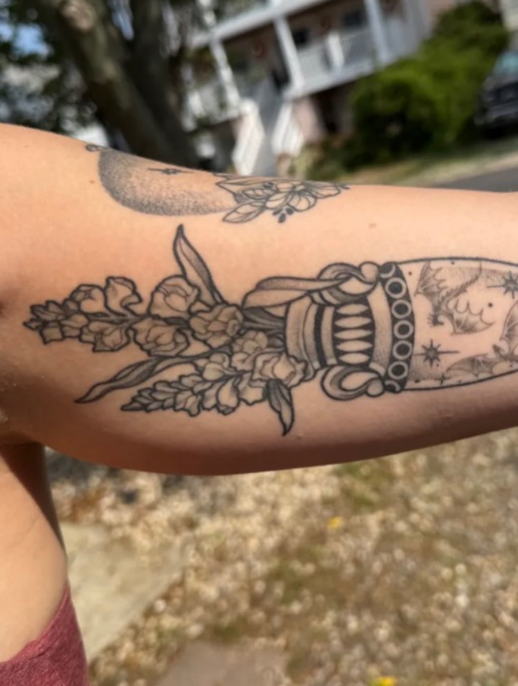 Tattoo by @girlypoptattoos — black_and_grey