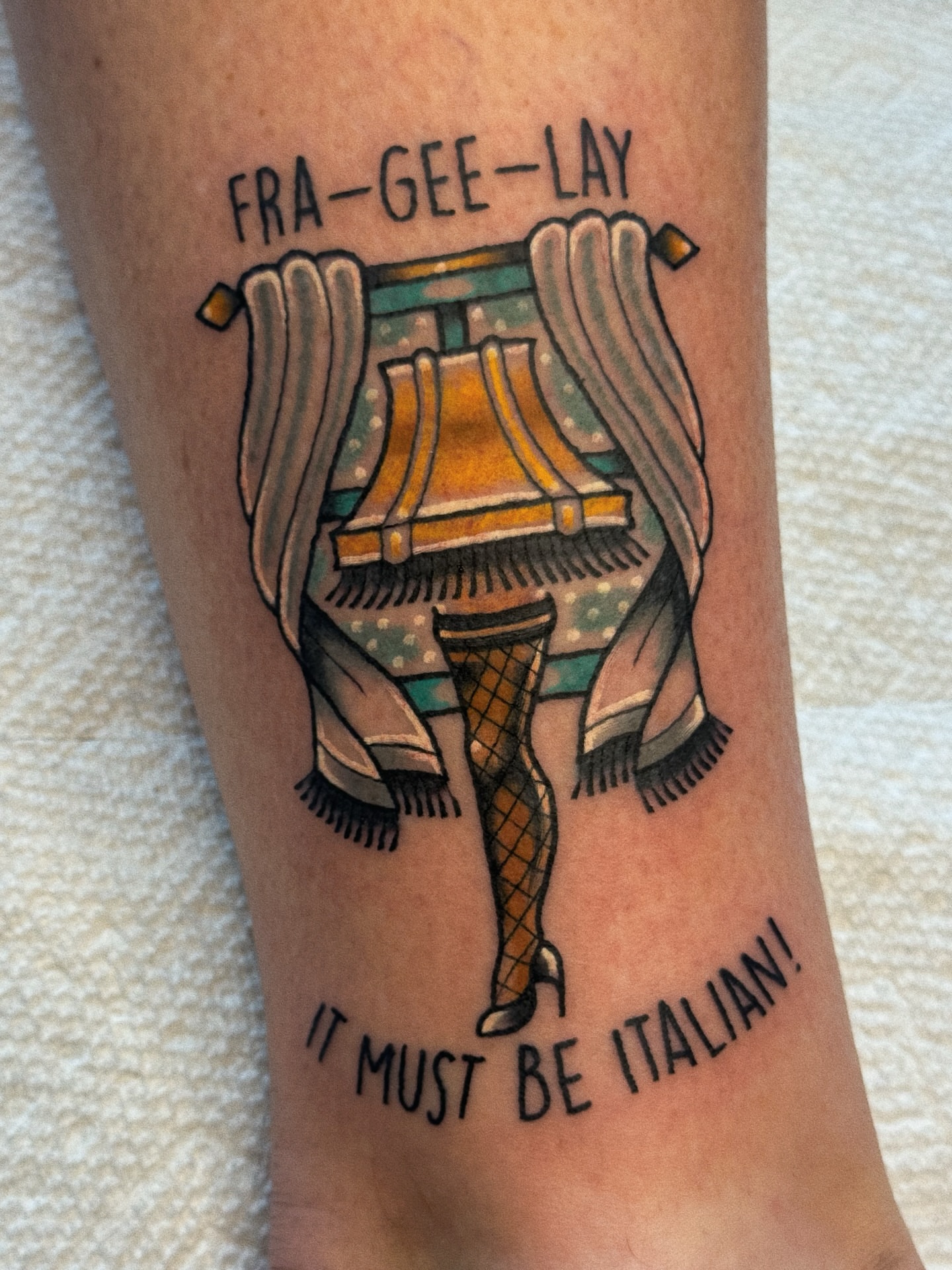 Italian phrase American traditional tattoo on the forearm by 𝕷𝖆𝖚𝖗 𝕷𝖆𝖚𝖗