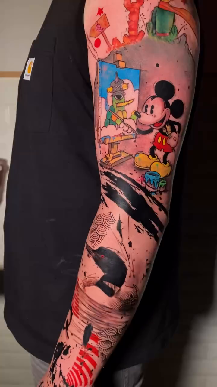 Tattoo by @supremedrone — new_school, trash_polka
