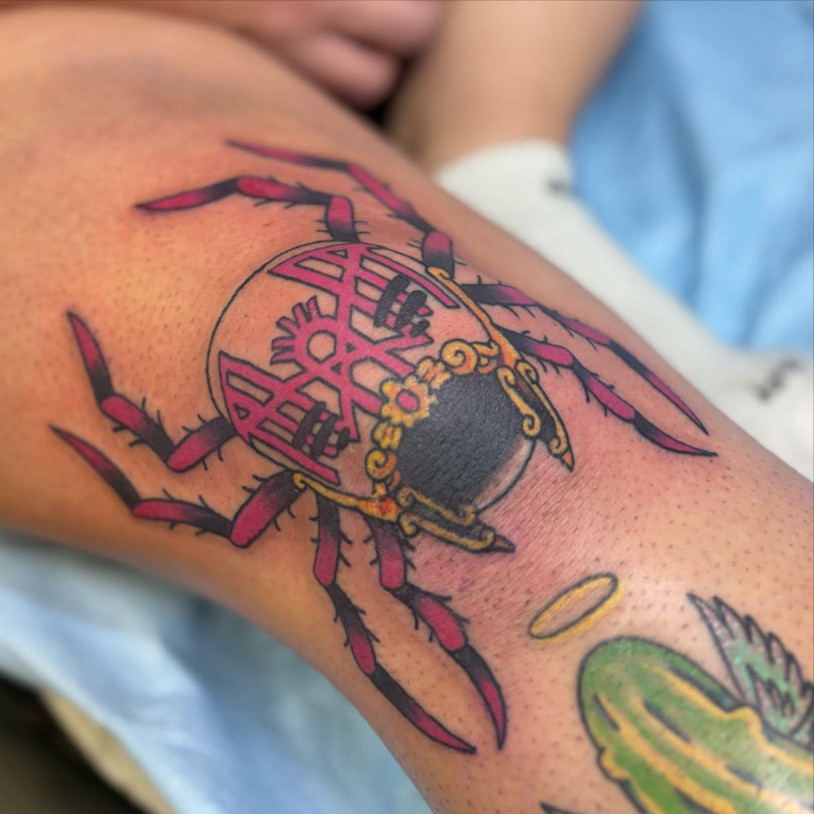 Crab American traditional tattoo on the upper arm by Taylor  Thompson