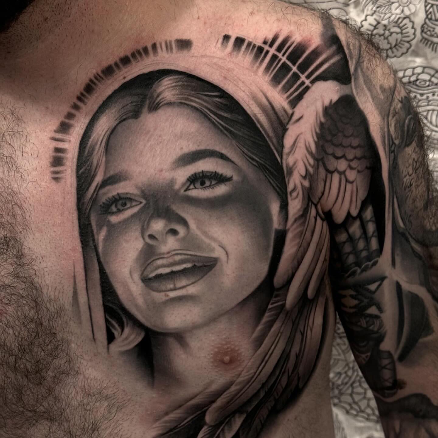 Tattoo by @thekidevantattoos — realism, black_and_grey