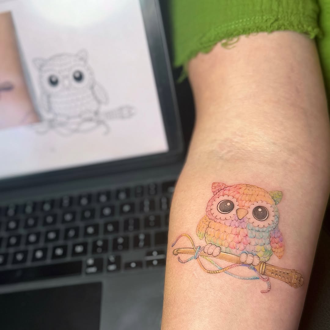 Owl dotwork tattoo on the forearm by INK with Christian, Mineral Wells, Texas