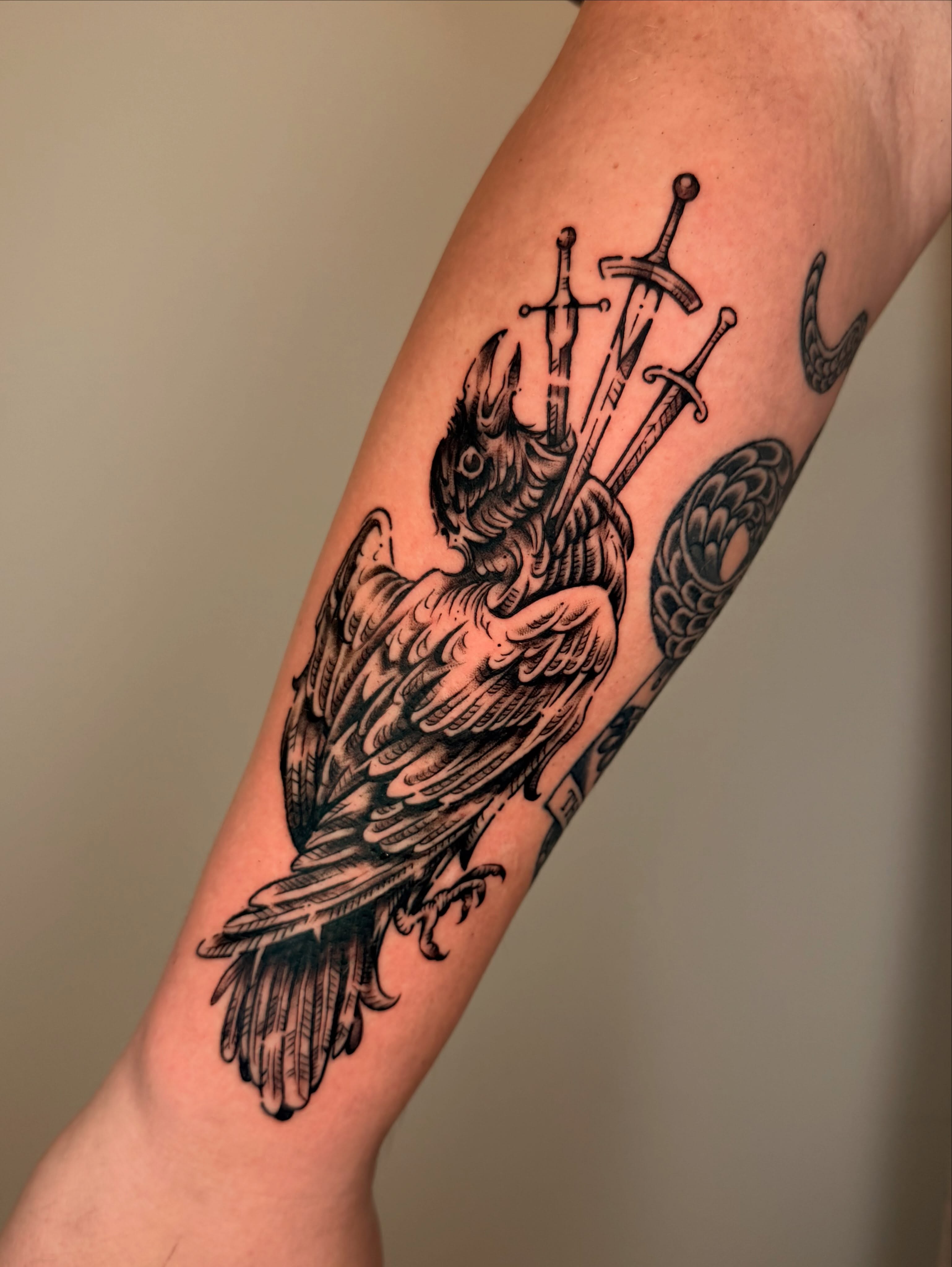 Tattoo by @stebie_inks — black_and_grey
