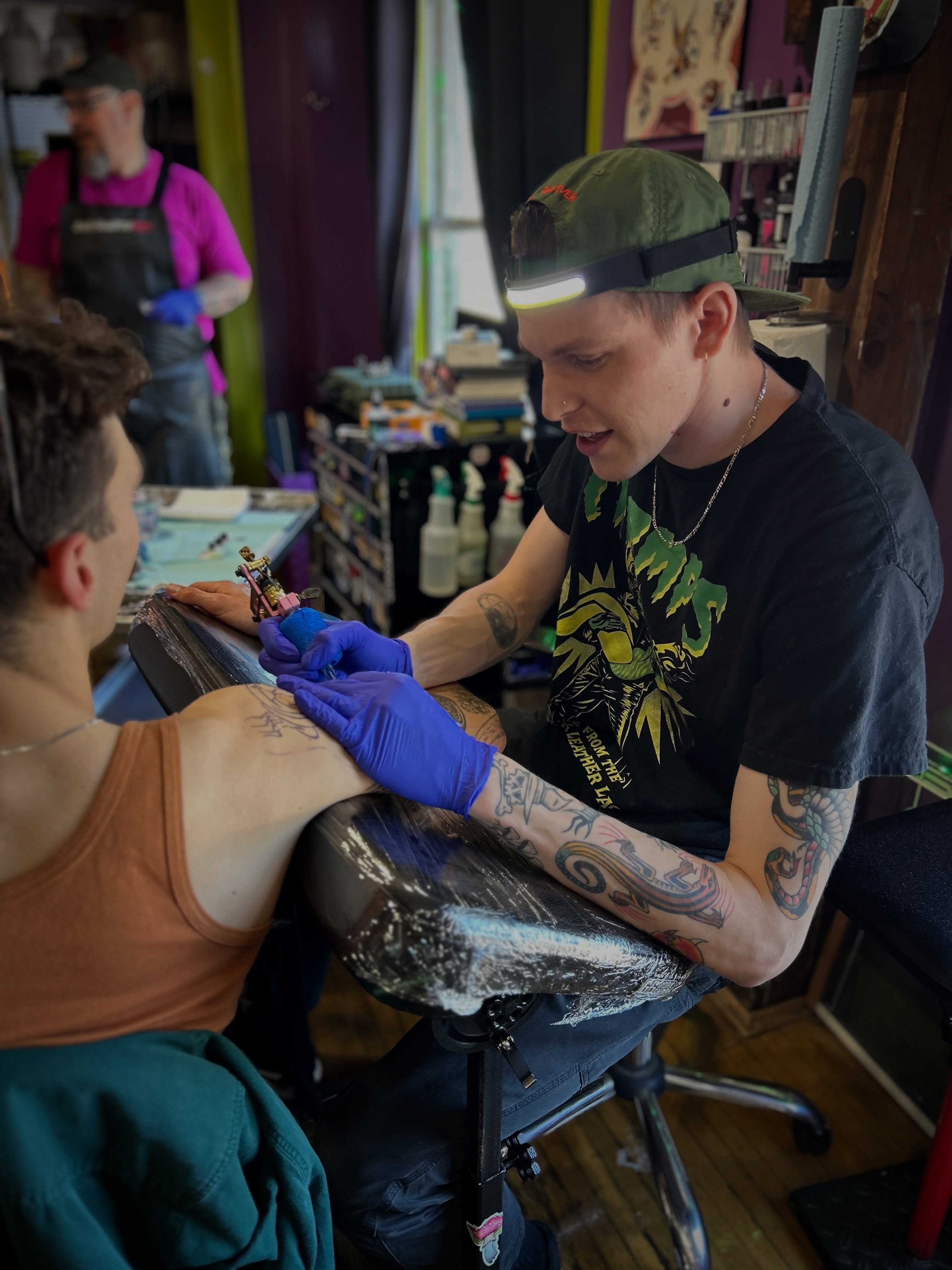 Dragon American traditional tattoo on the shoulder by Karl Hegwein, Portland, Oregon