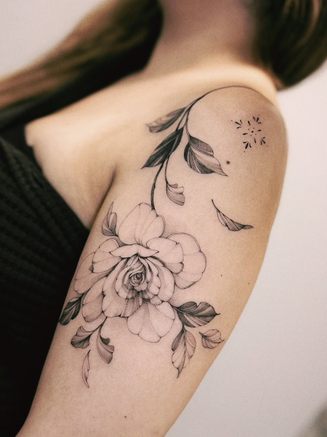 Tattoo by @angel.flow144 — fine_line, black_and_grey