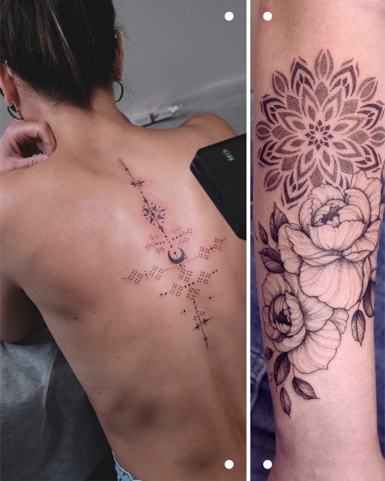 Snowflake dotwork tattoo on the back by Your tattoo Artist, New York, New York