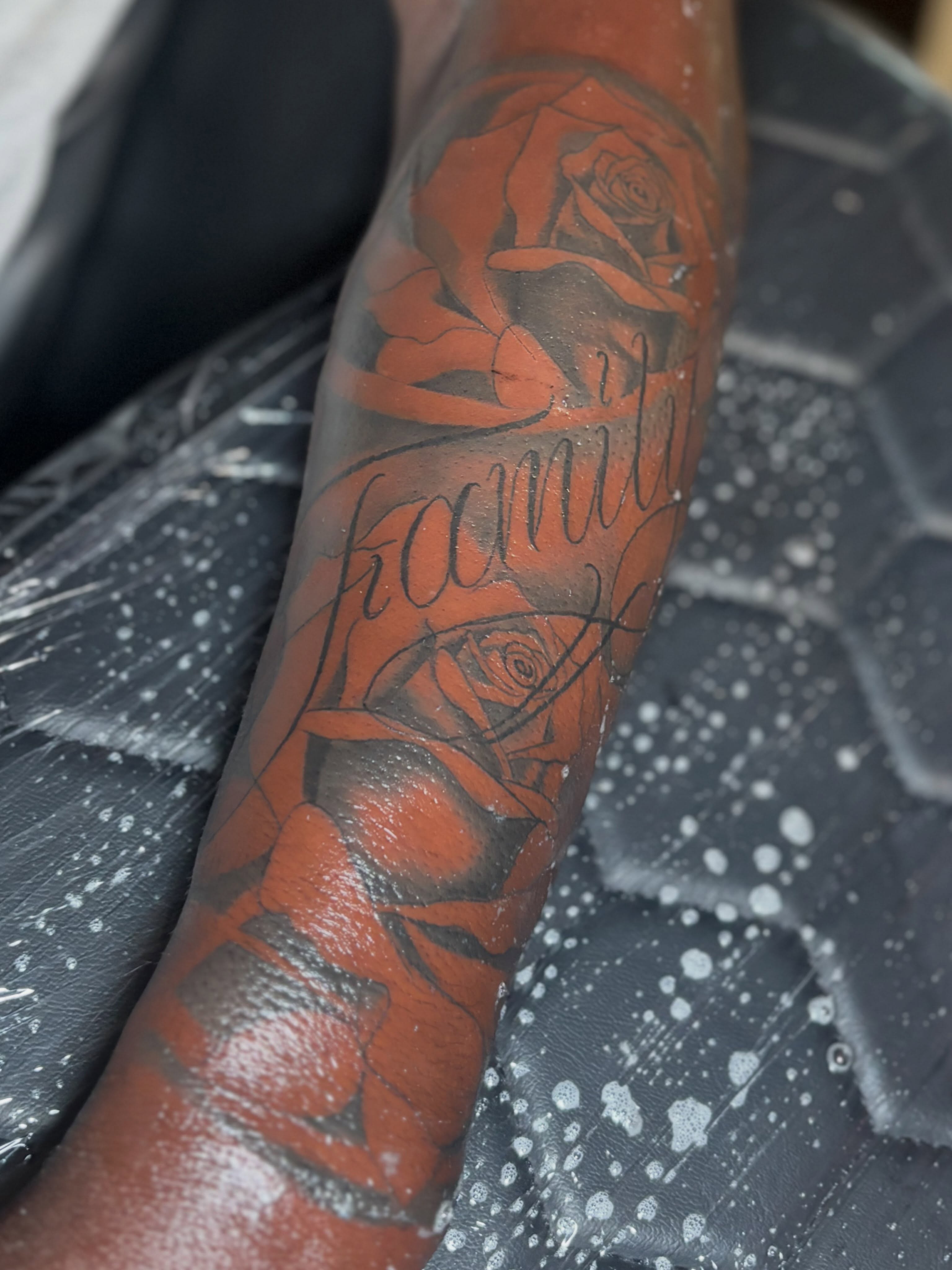 Roses American traditional tattoo on the forearm by Mr.K
