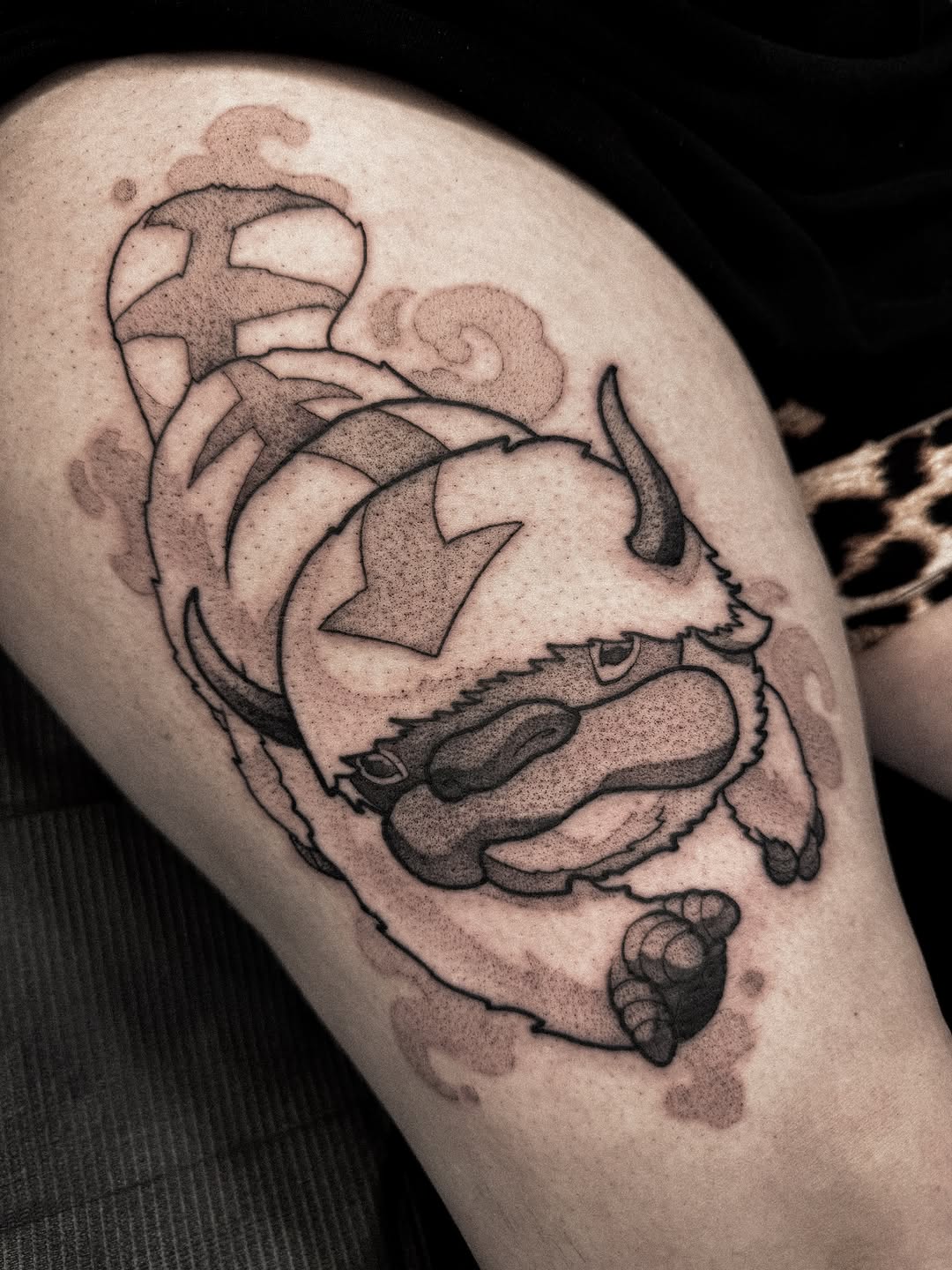 Tattoo by @inkedbydane — anime, black_and_grey