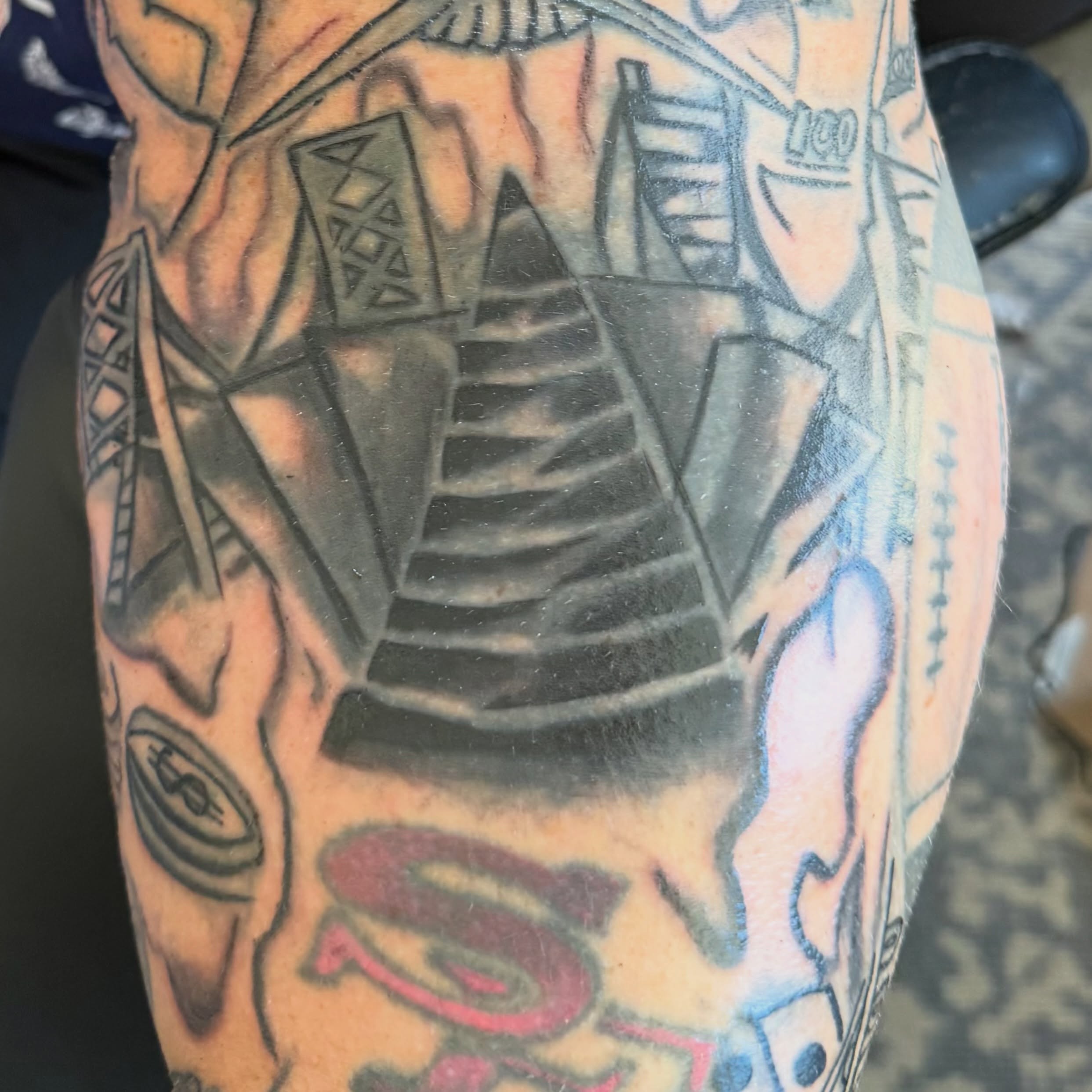 Staircase geometric tattoo on the forearm by Addison Bruce