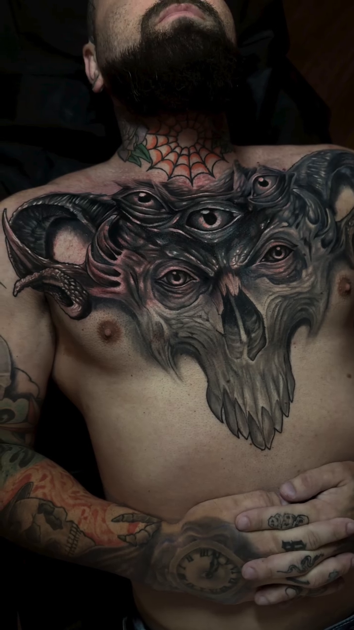 Tattoo by @coreyryantattoo — dark_realism, black_and_grey