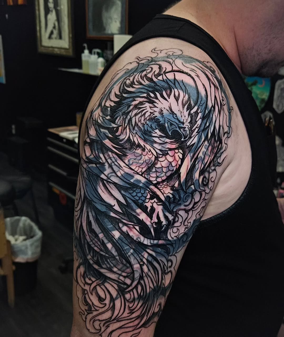 Tattoo by @scoobyboo_tattoo — japanese_irezumi, black_and_grey