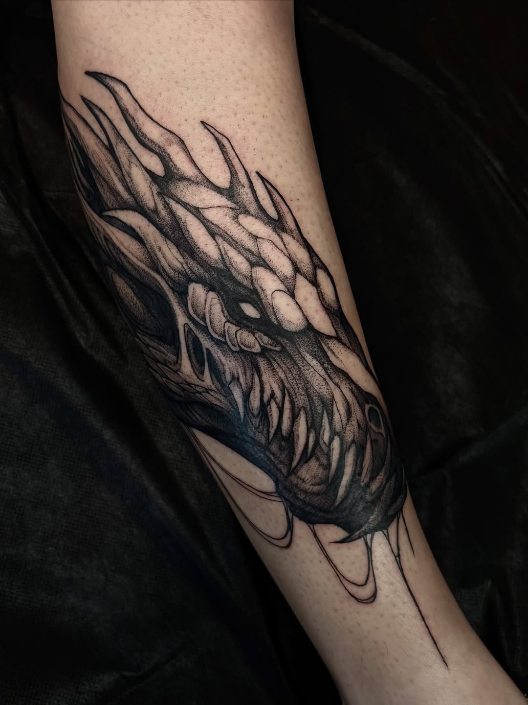 Tattoo by @haileypaetztattoos — black_and_grey, dark_realism