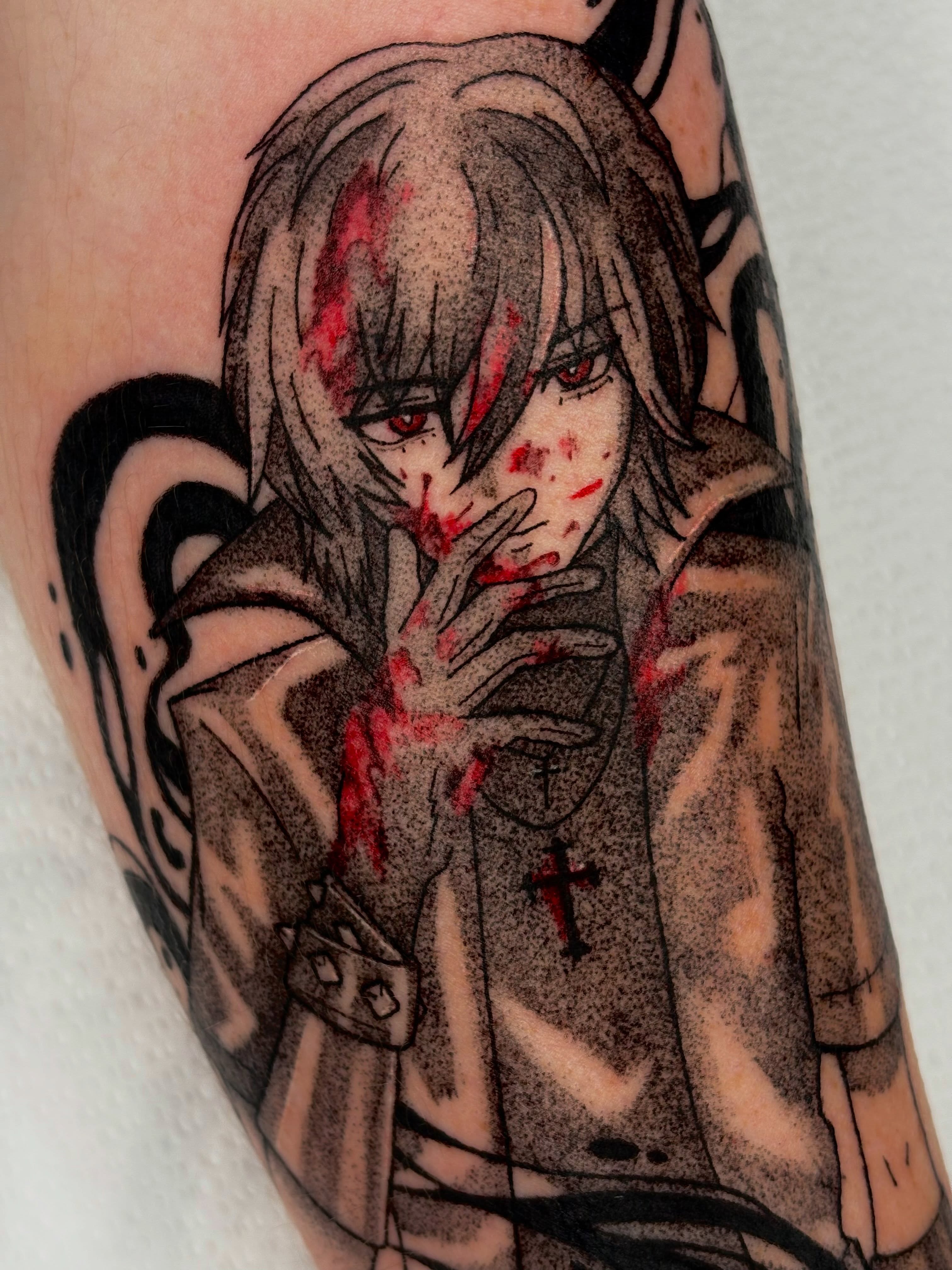 Anime character anime tattoo on the forearm by mia aka chuu (◕ ˬ ◕ ✿)