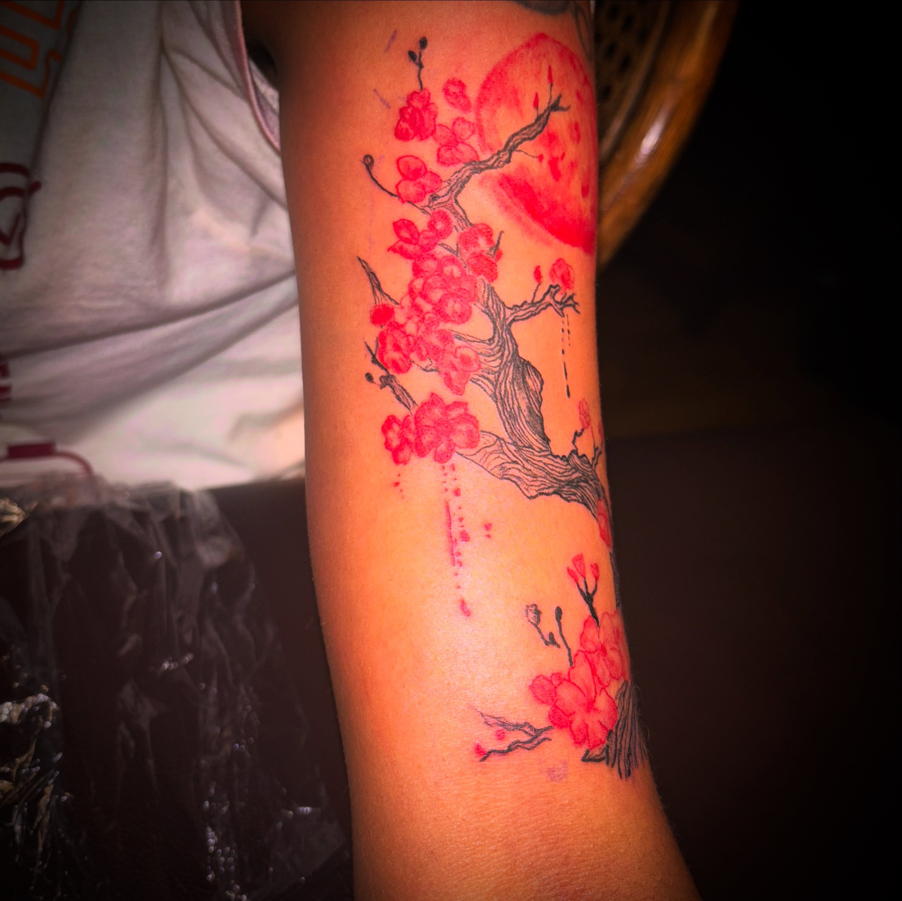 Cherry blossoms dotwork tattoo on the forearm by Tessahwessah 🧞‍♀️