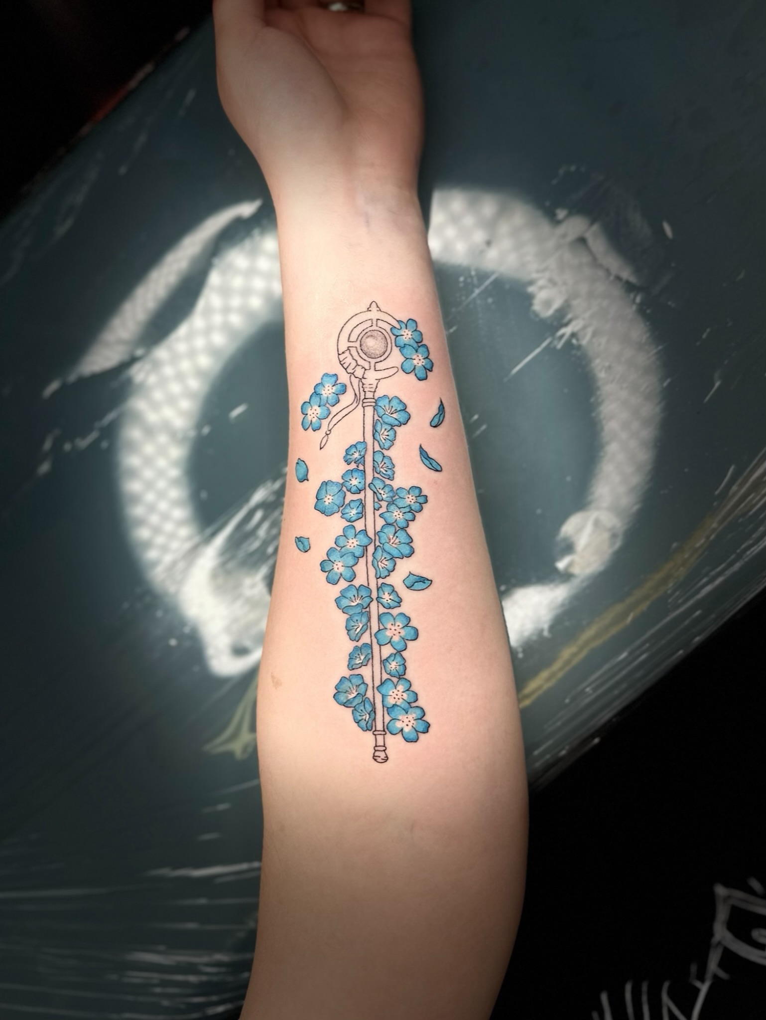 Flower sword new school tattoo on the forearm by NuNu