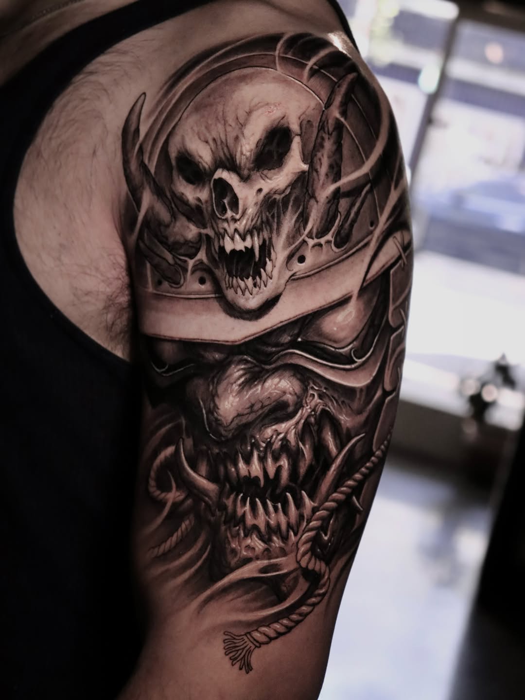 Tattoo by @josecruzart — dark_realism, black_and_grey