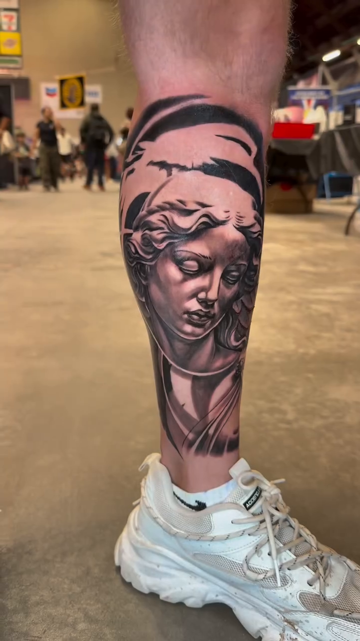 Tattoo by @consciouschildtattoo — realism, black_and_grey