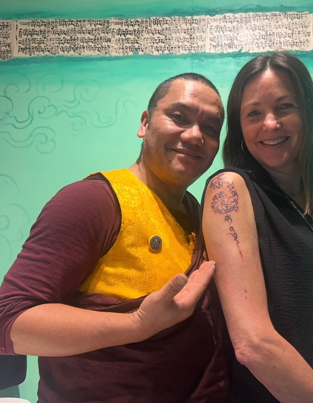 Tattooed symbol geometric tattoo on the forearm by Lama *Tashi *Norbu, Emmen, Drenthe
