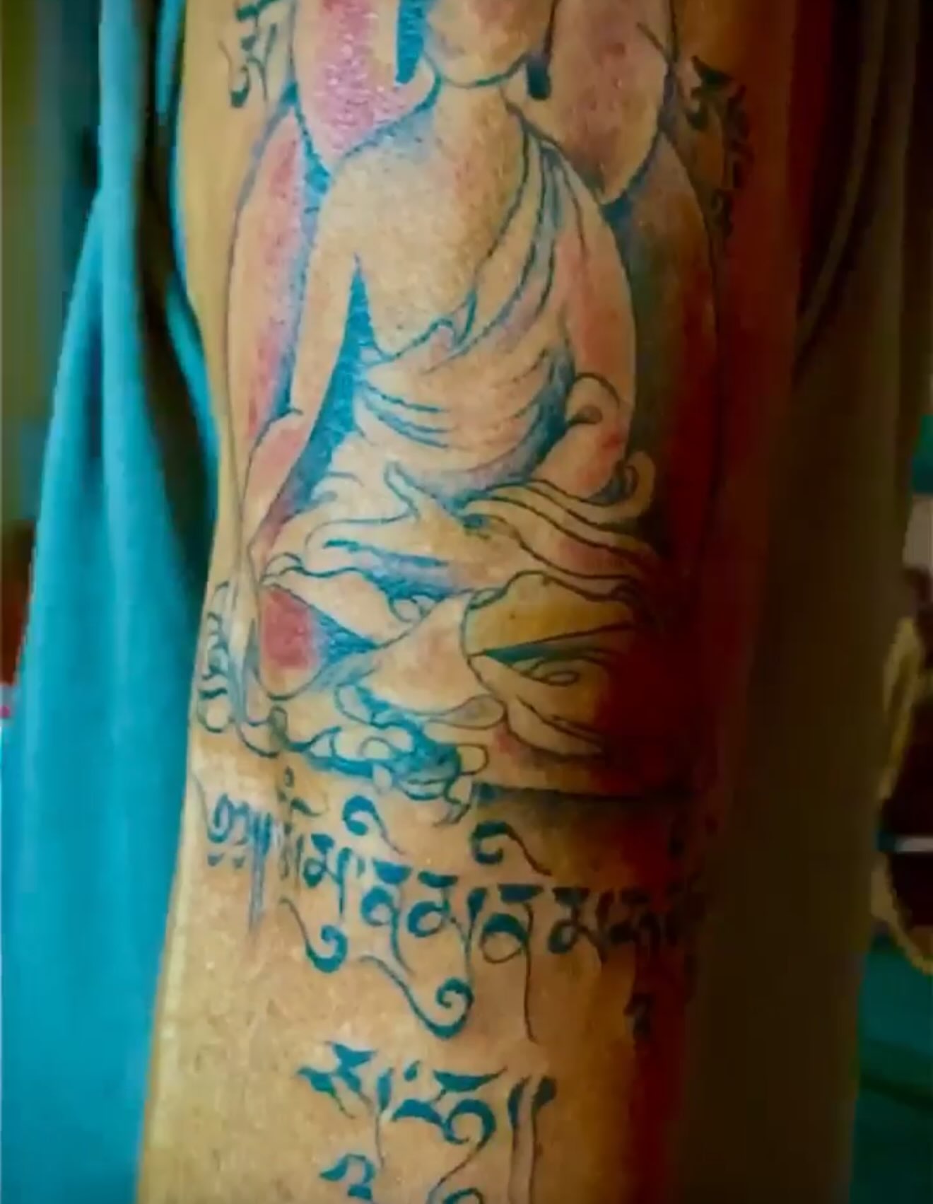 Buddha dotwork tattoo on the forearm by Lama *Tashi *Norbu, Emmen, Drenthe