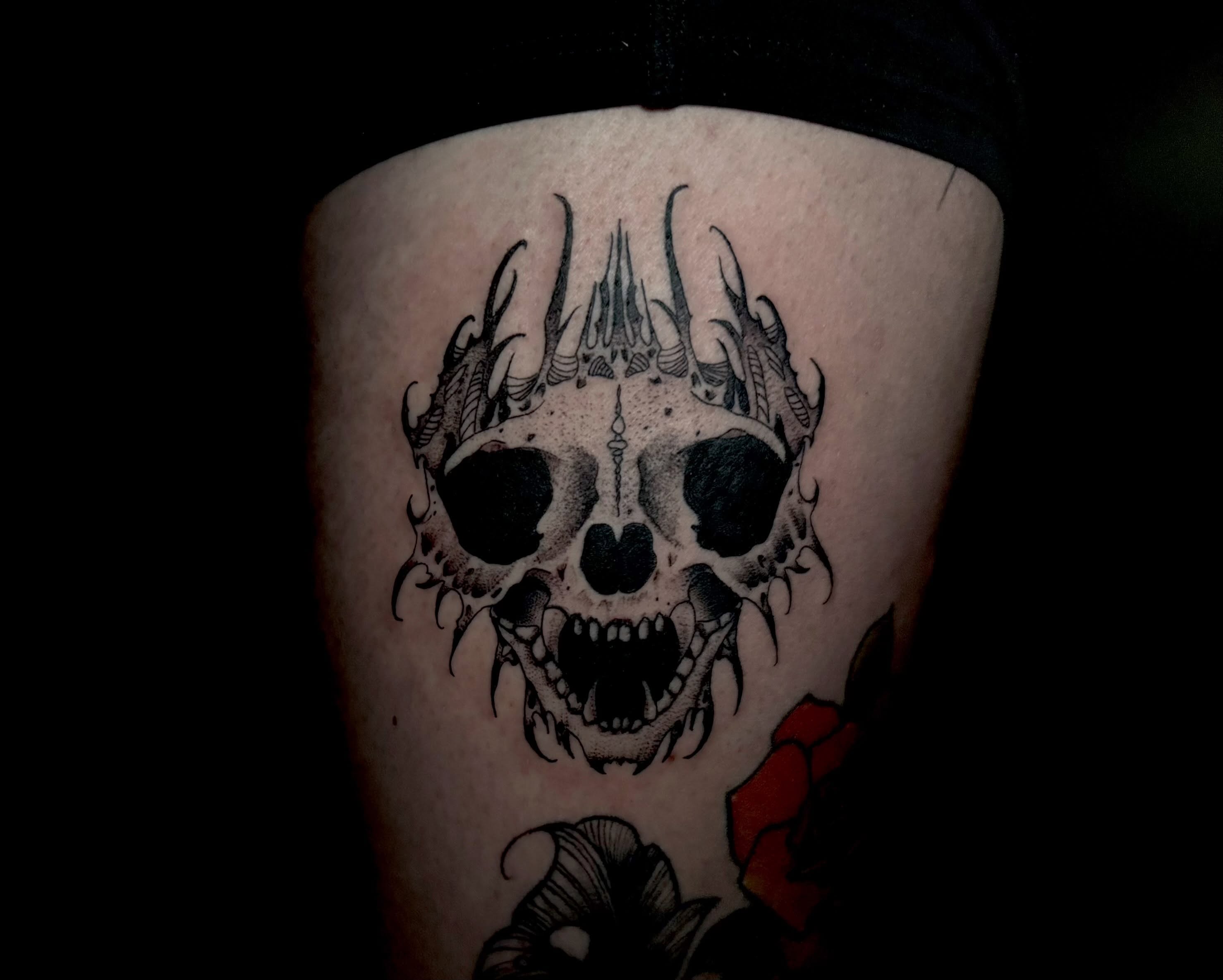 Tattoo by @kgoth_tattoo — black_and_grey