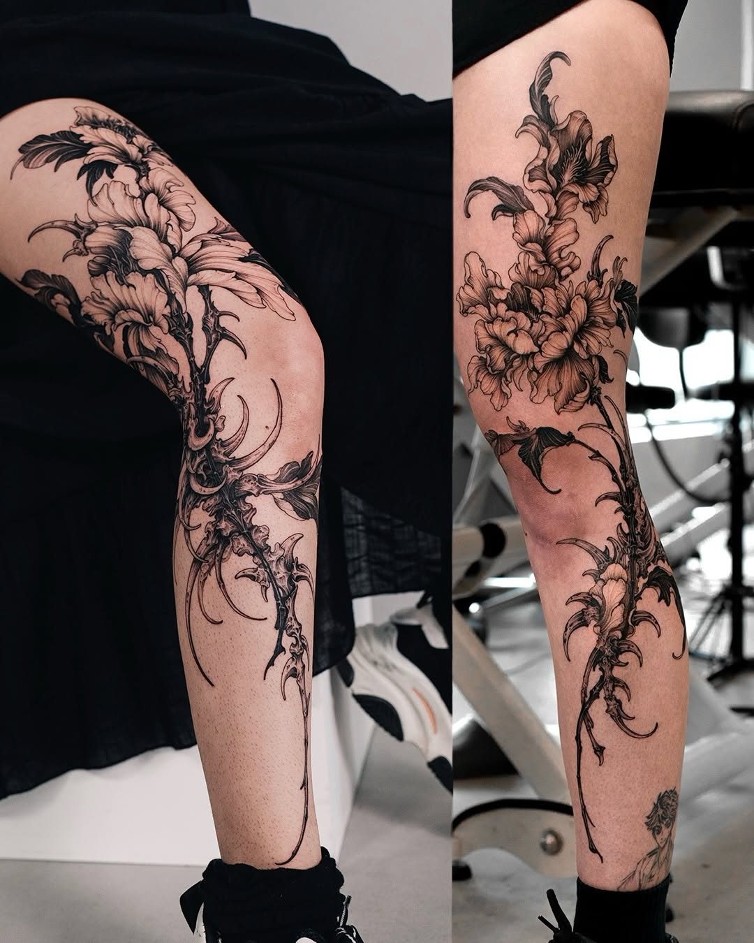 Tattoo by @siio_ink — black_and_grey, dark_realism