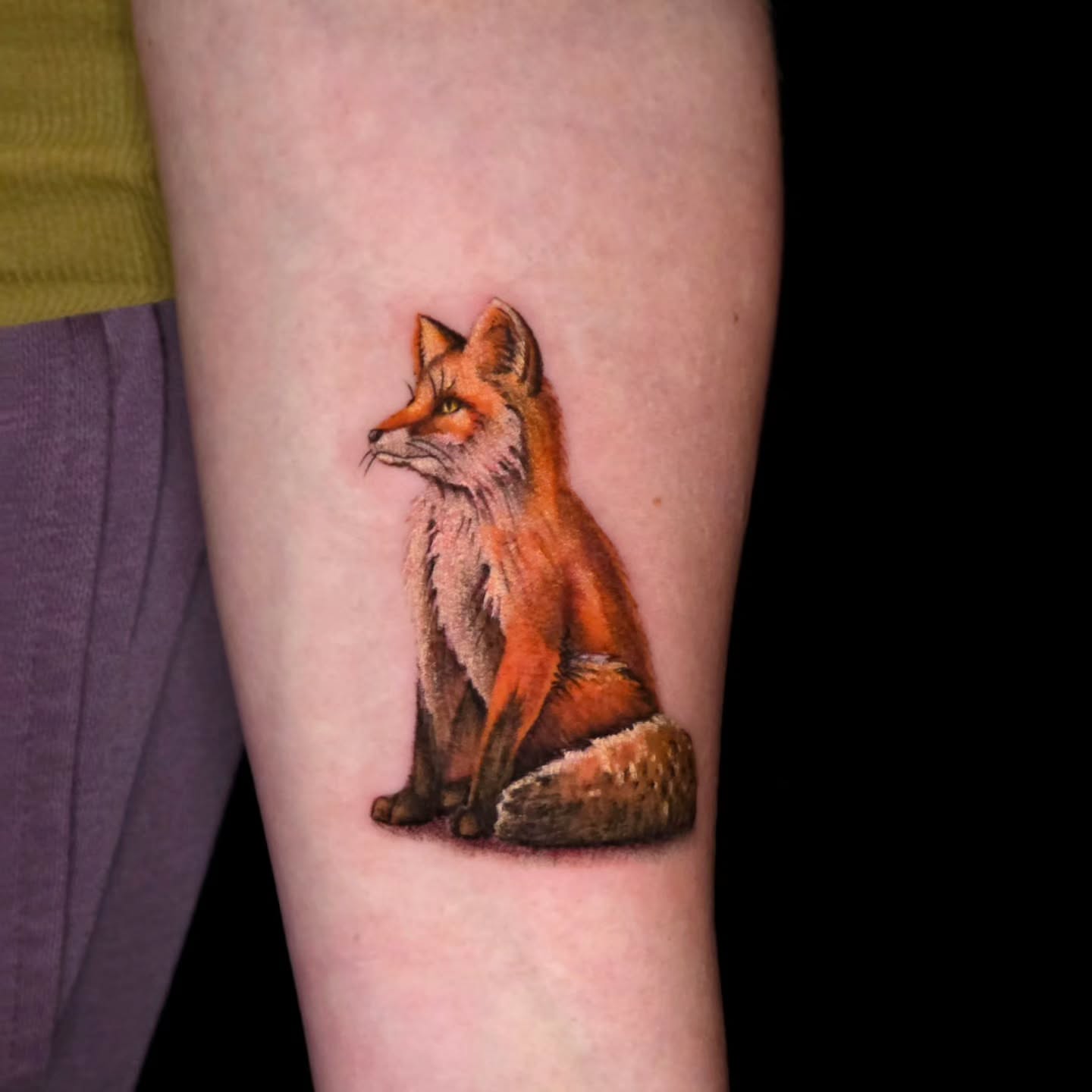 Fox realism tattoo on the forearm by Banana Cake