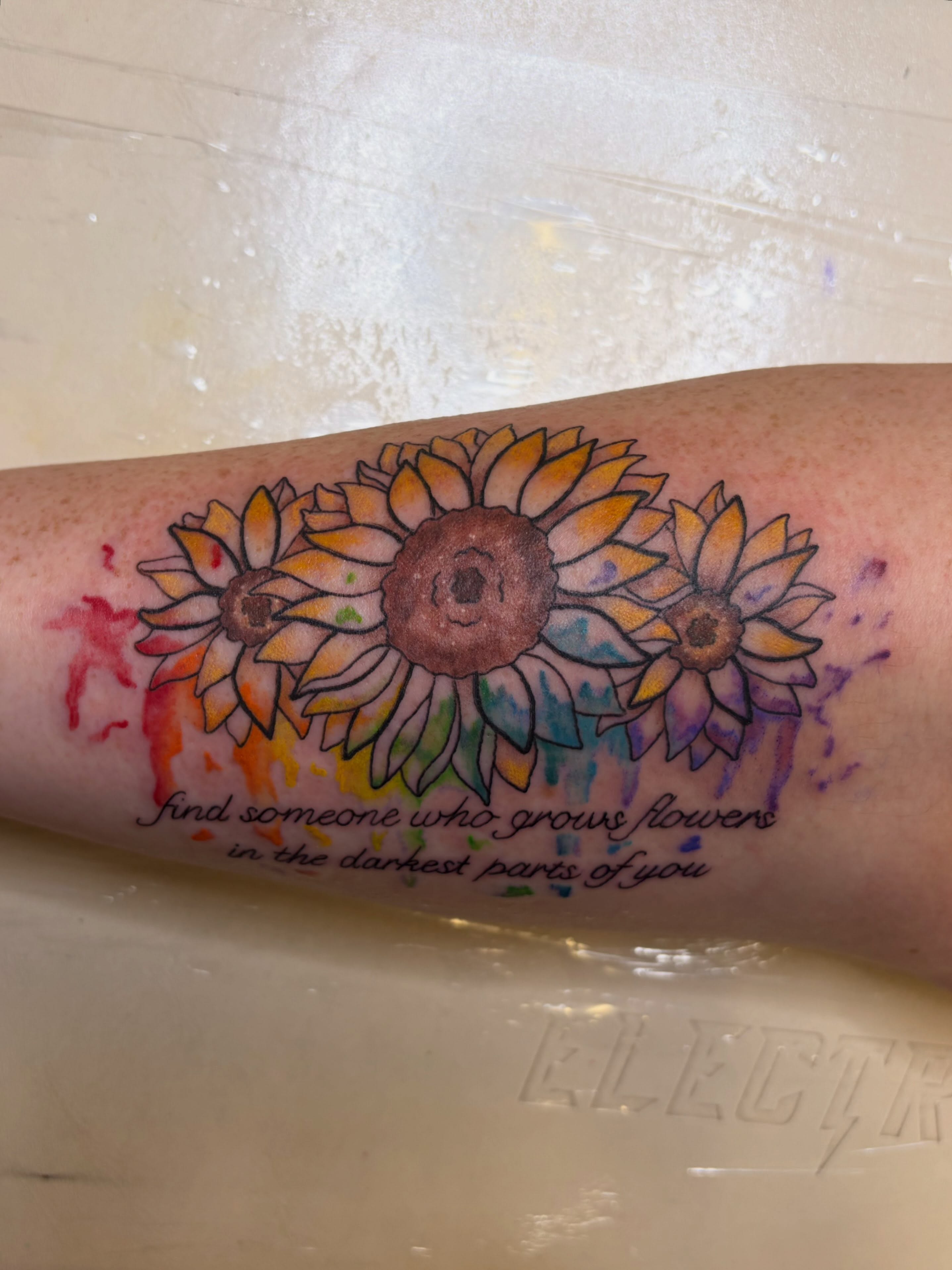 Sunflowers watercolor tattoo on the forearm by 🌸Lilac🌸