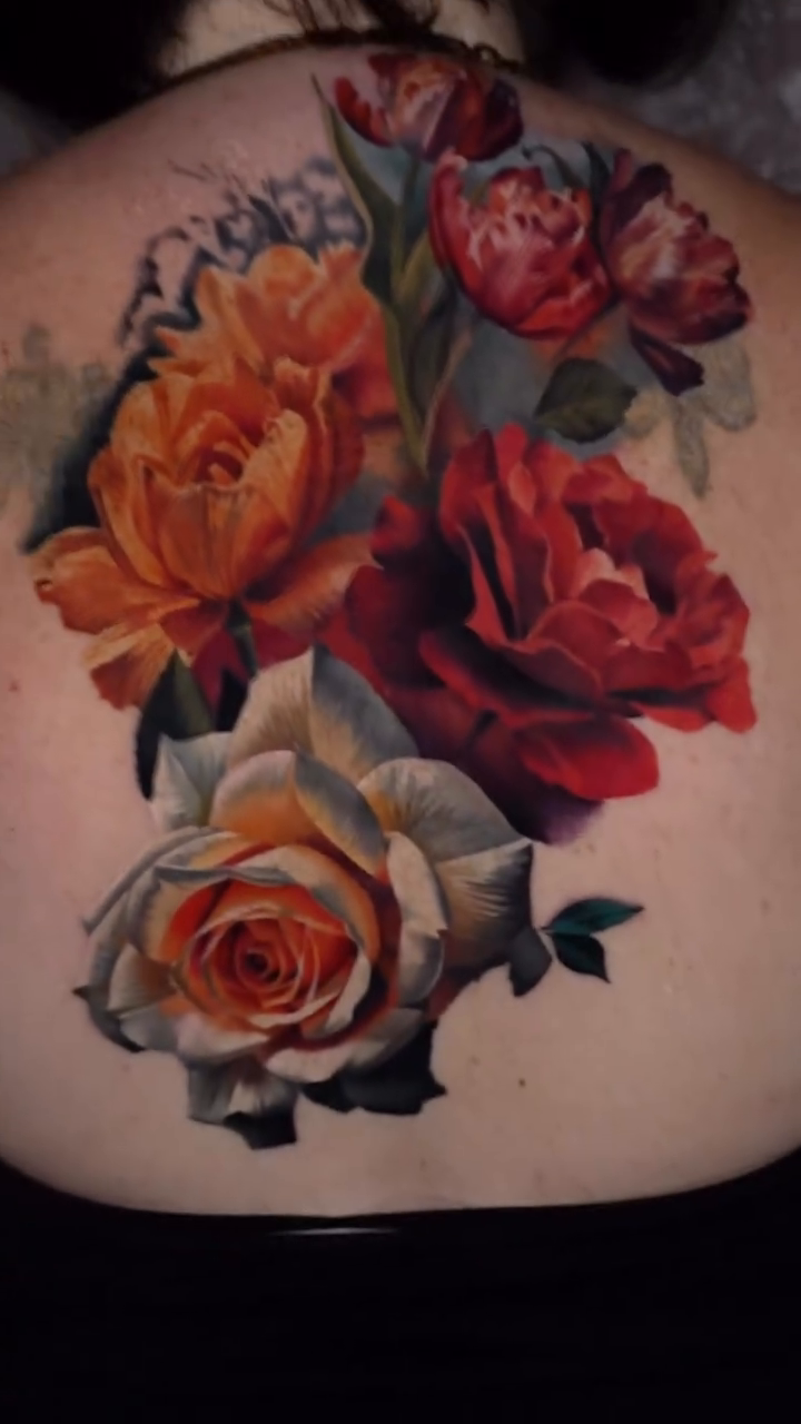 Floral arrangement realism tattoo by color realism tattoos by gela✨