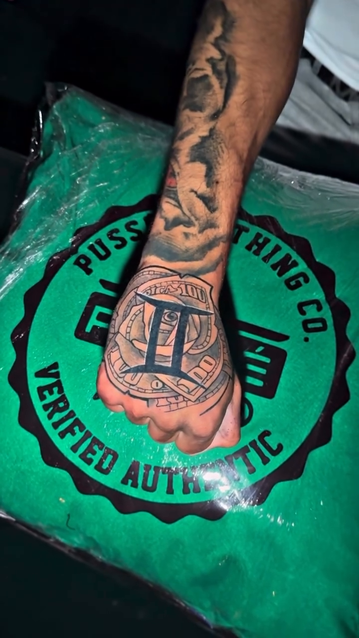 Gemini symbol with clouds realism tattoo by Atlanta Tattoo Artist βπ½