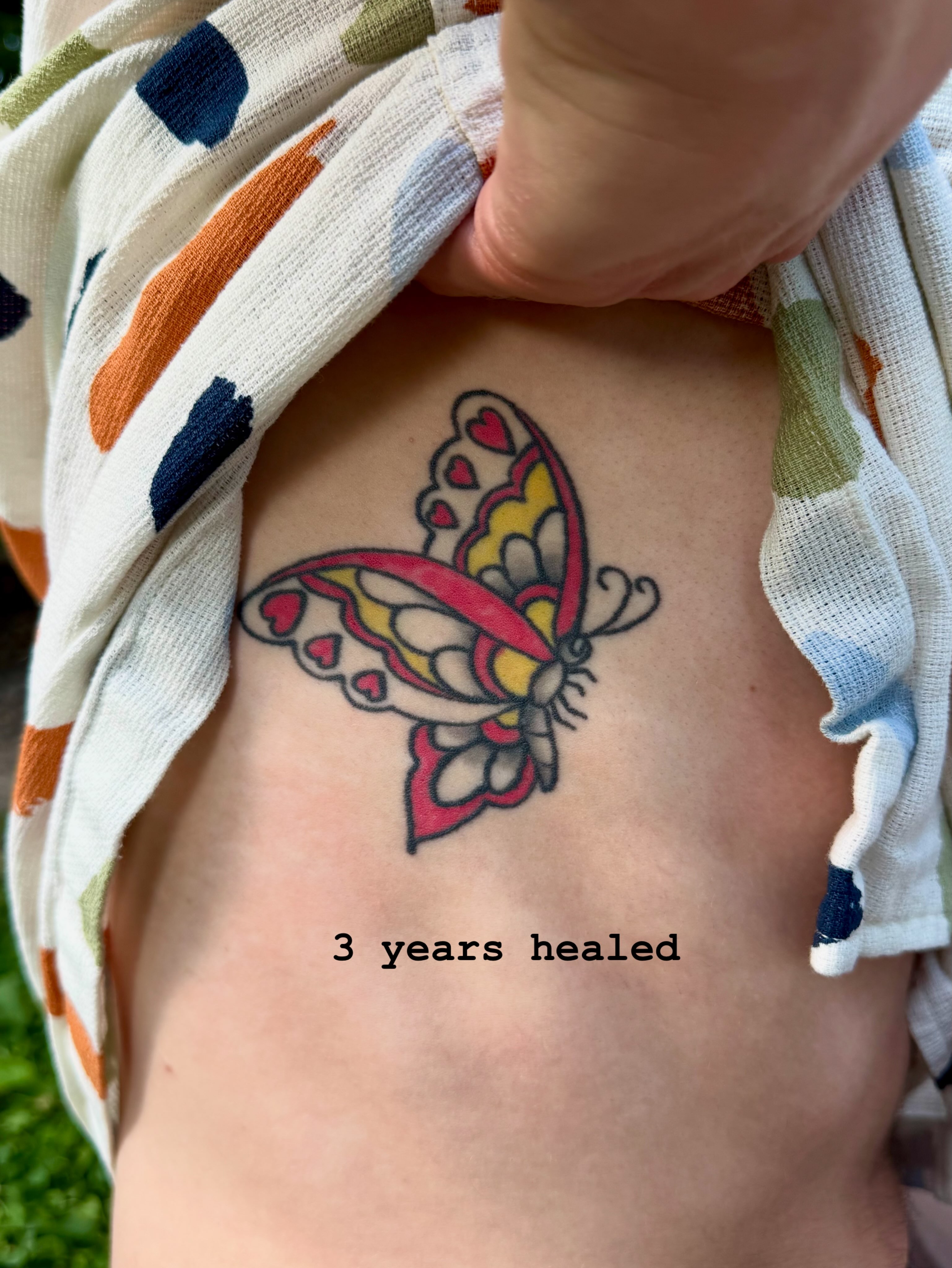 Butterfly American traditional tattoo on the ribs by 🌛 𐌀𐌋𐌄𐋄𐌉𐌔 🌜