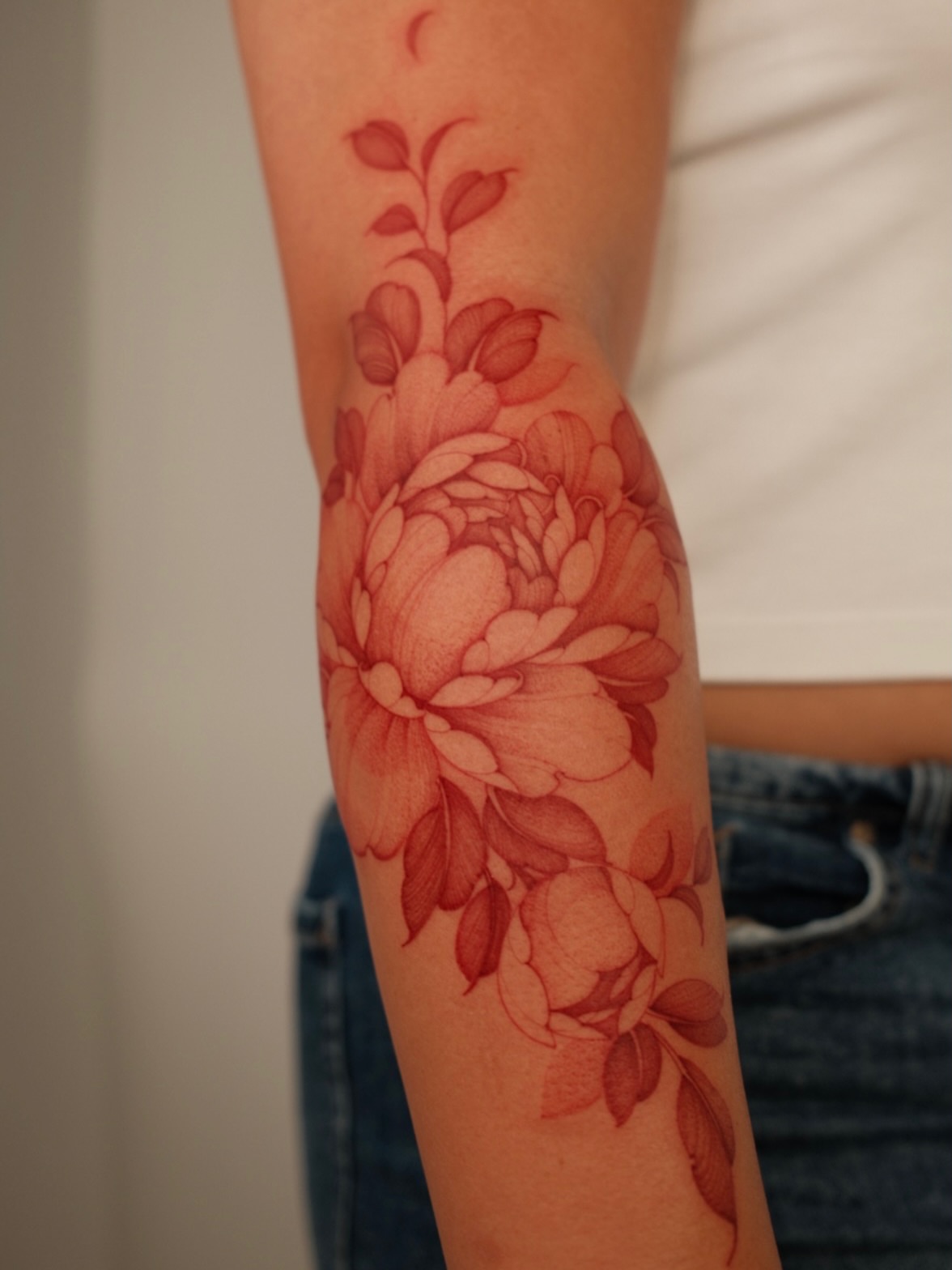 Peony realism tattoo on the forearm by LORIE π€ Floral Tattoo Artist, Los Angeles, California