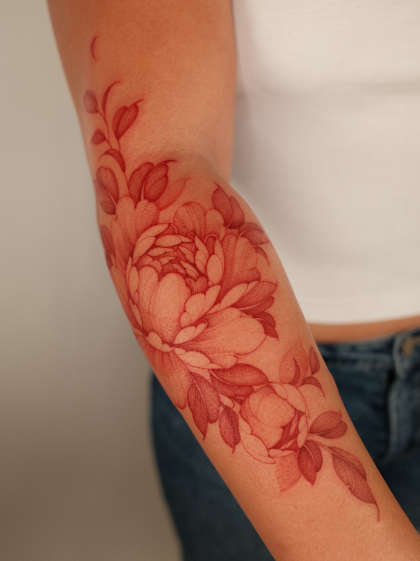 Chrysanthemum realism tattoo on the forearm by LORIE π€ Floral Tattoo Artist, Los Angeles, California