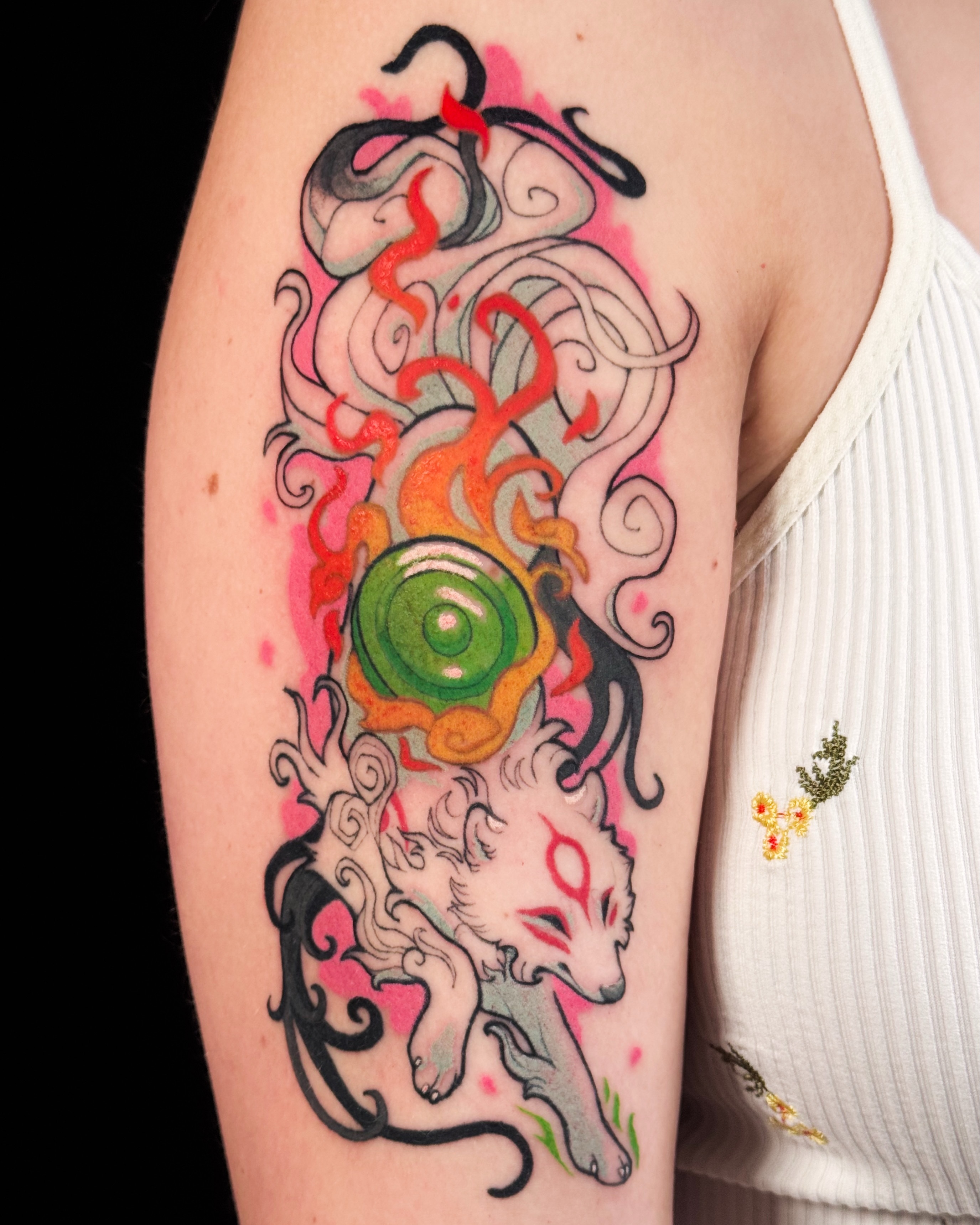 Fox and spiral new school tattoo on the forearm by Yasemin πΉπ·π¬π§ San Jose based tattoo artist