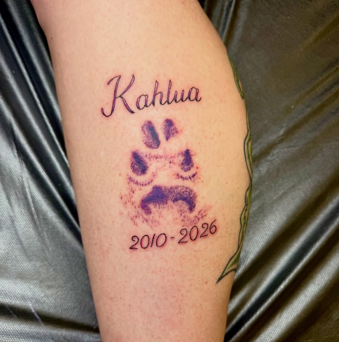 Paw print dotwork tattoo on the forearm by Jerry Thomas