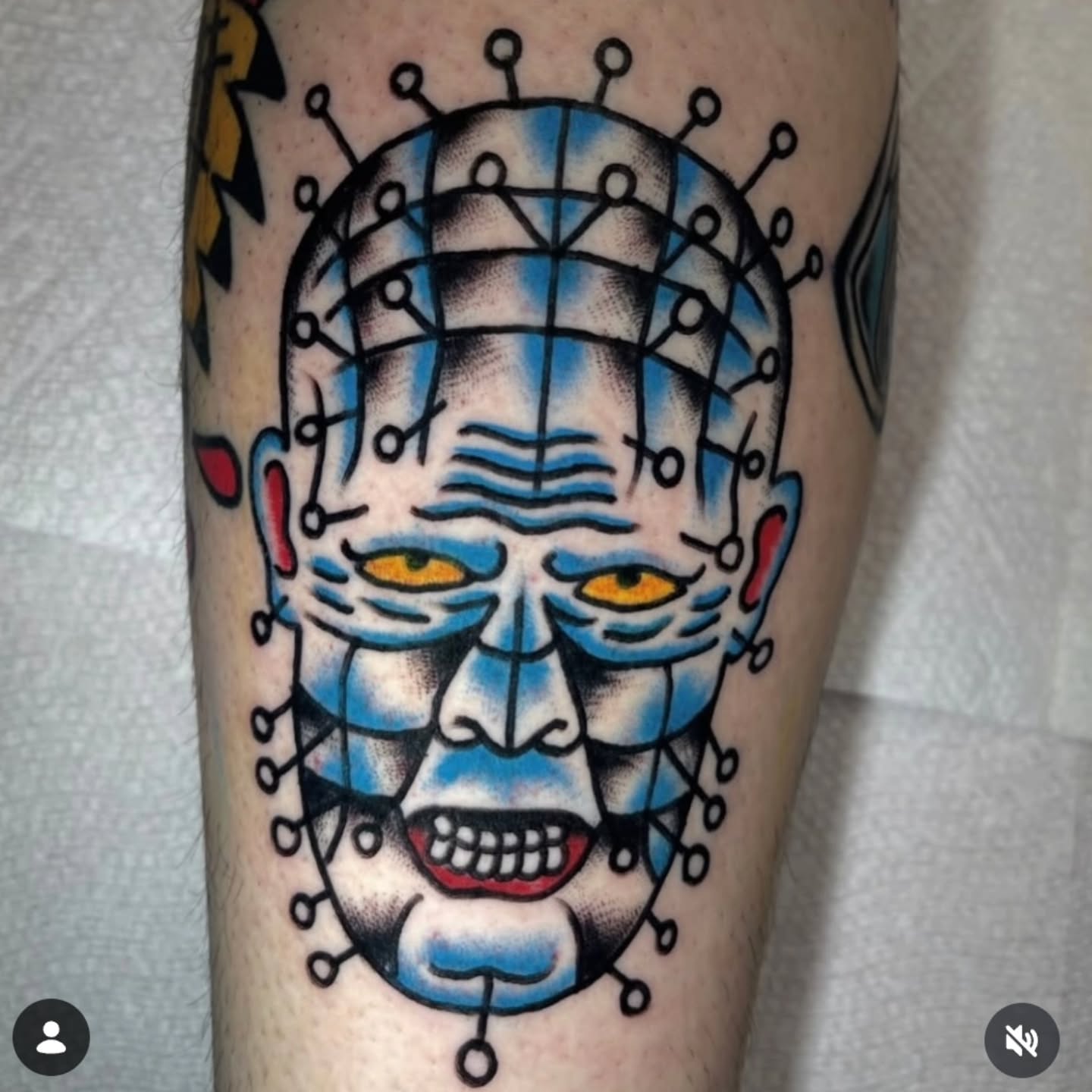 Pinhead American traditional tattoo on the forearm by Don Lee
